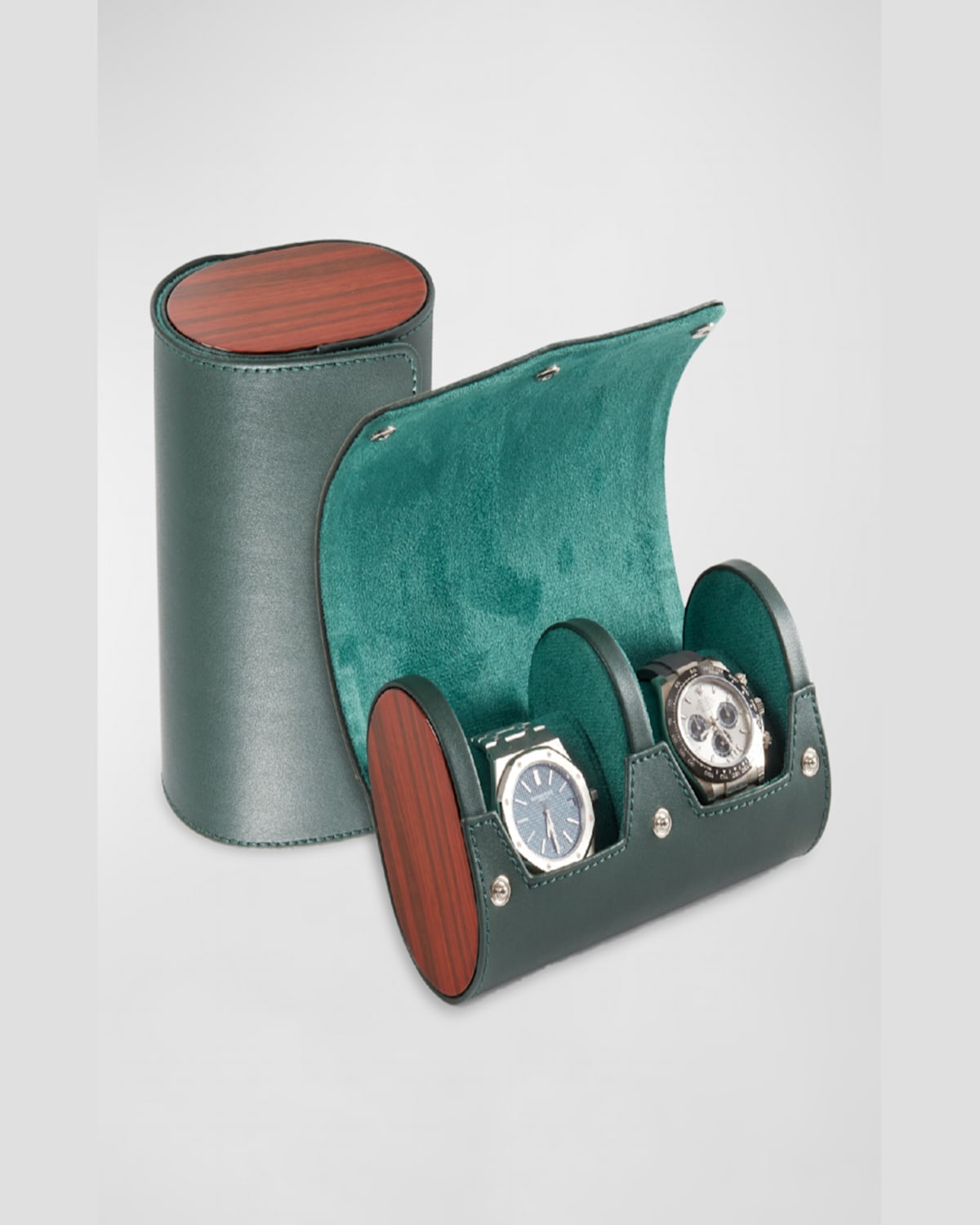 Bey-berk Radford Wood And Leather 2-watch Case