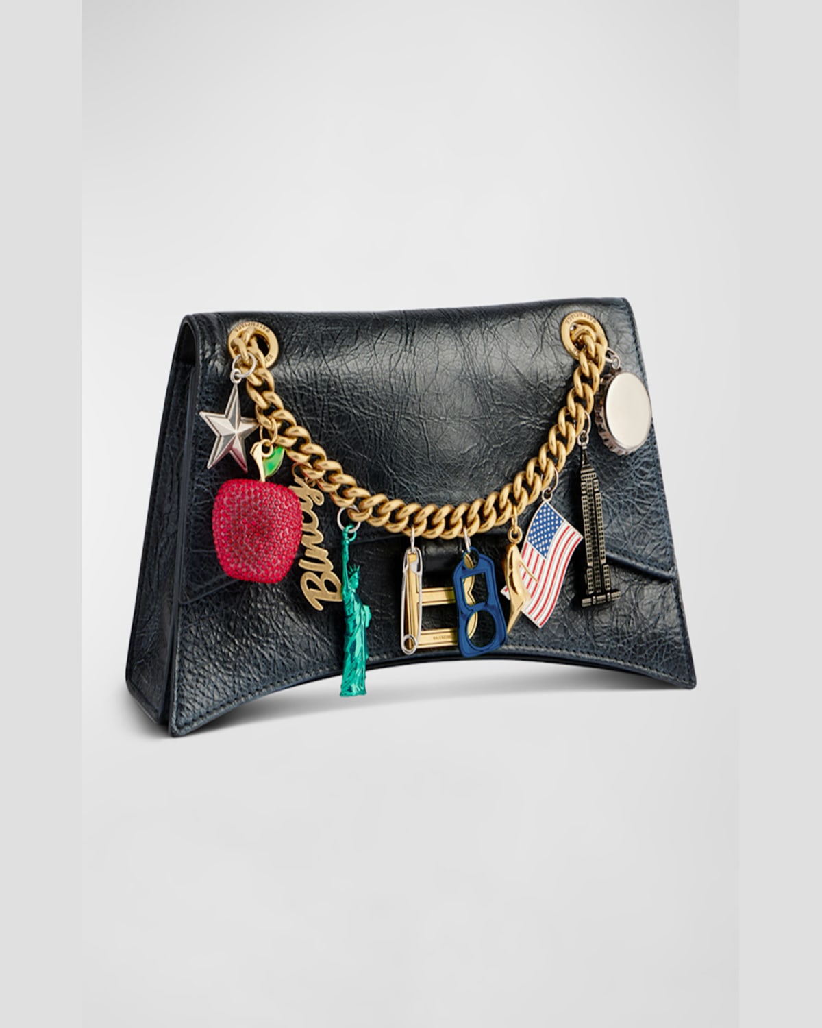 Balenciaga Crush Small Souvenirs Chain Shoulder Bag In 1000 Black