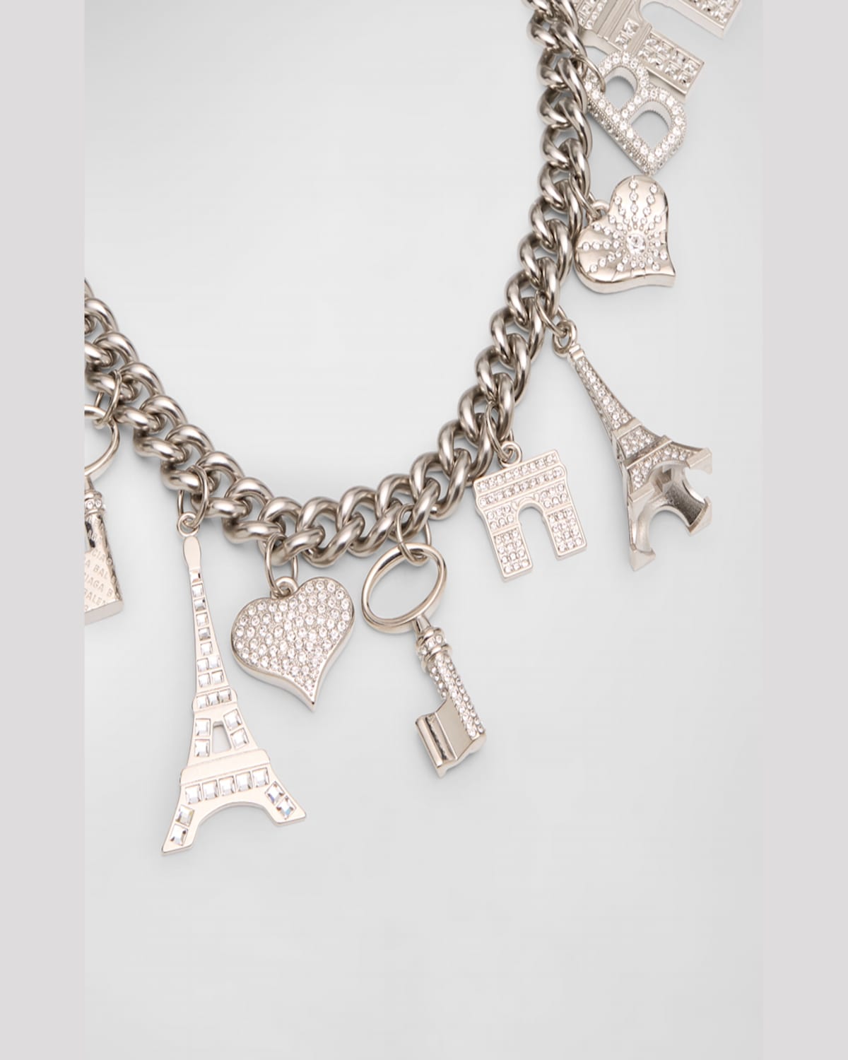 Balenciaga Crush Small Charms Metallic Leather Shoulder Bag In Silver