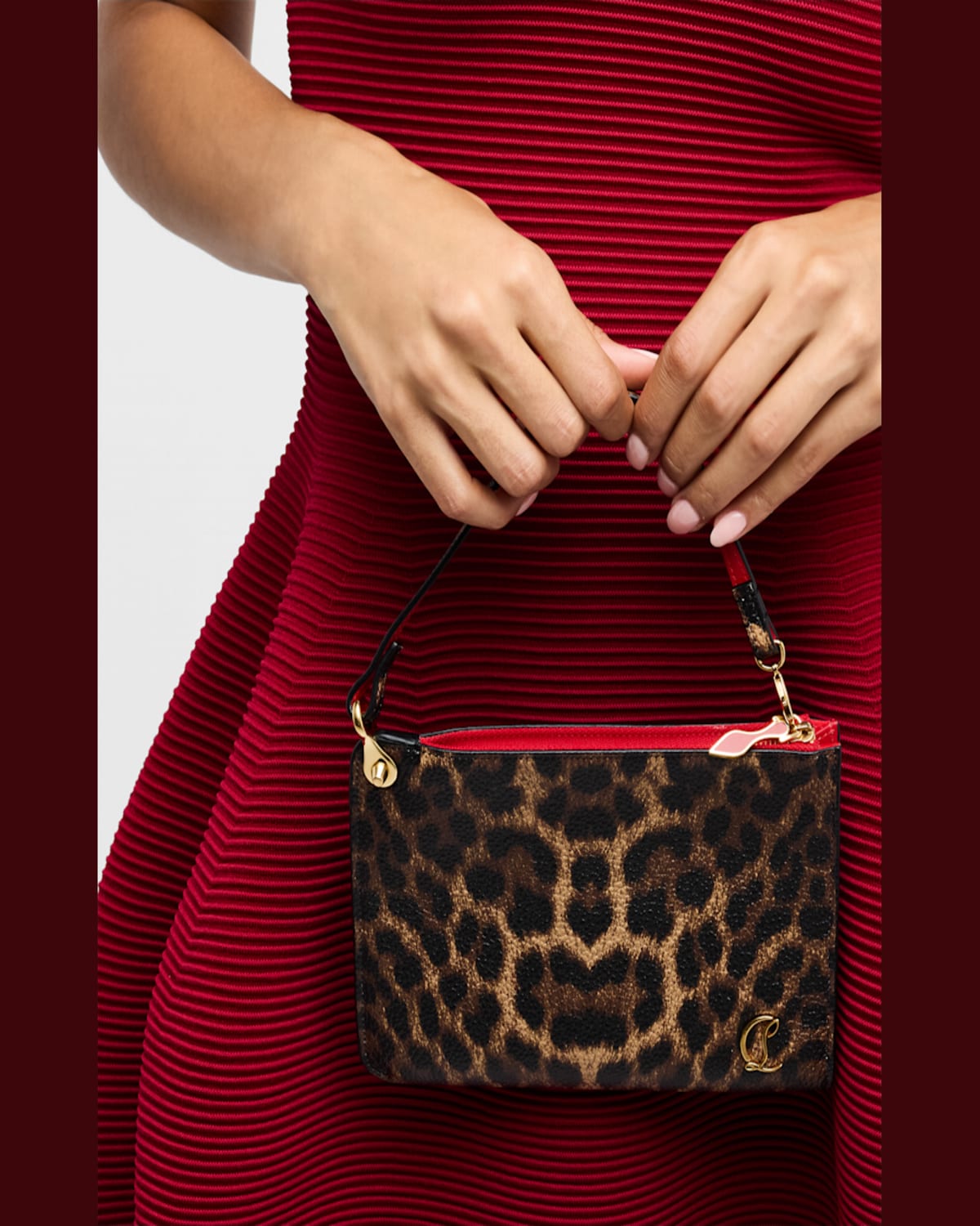 Christian Louboutin Leopard-print Leather Pouch Bag In Leopard