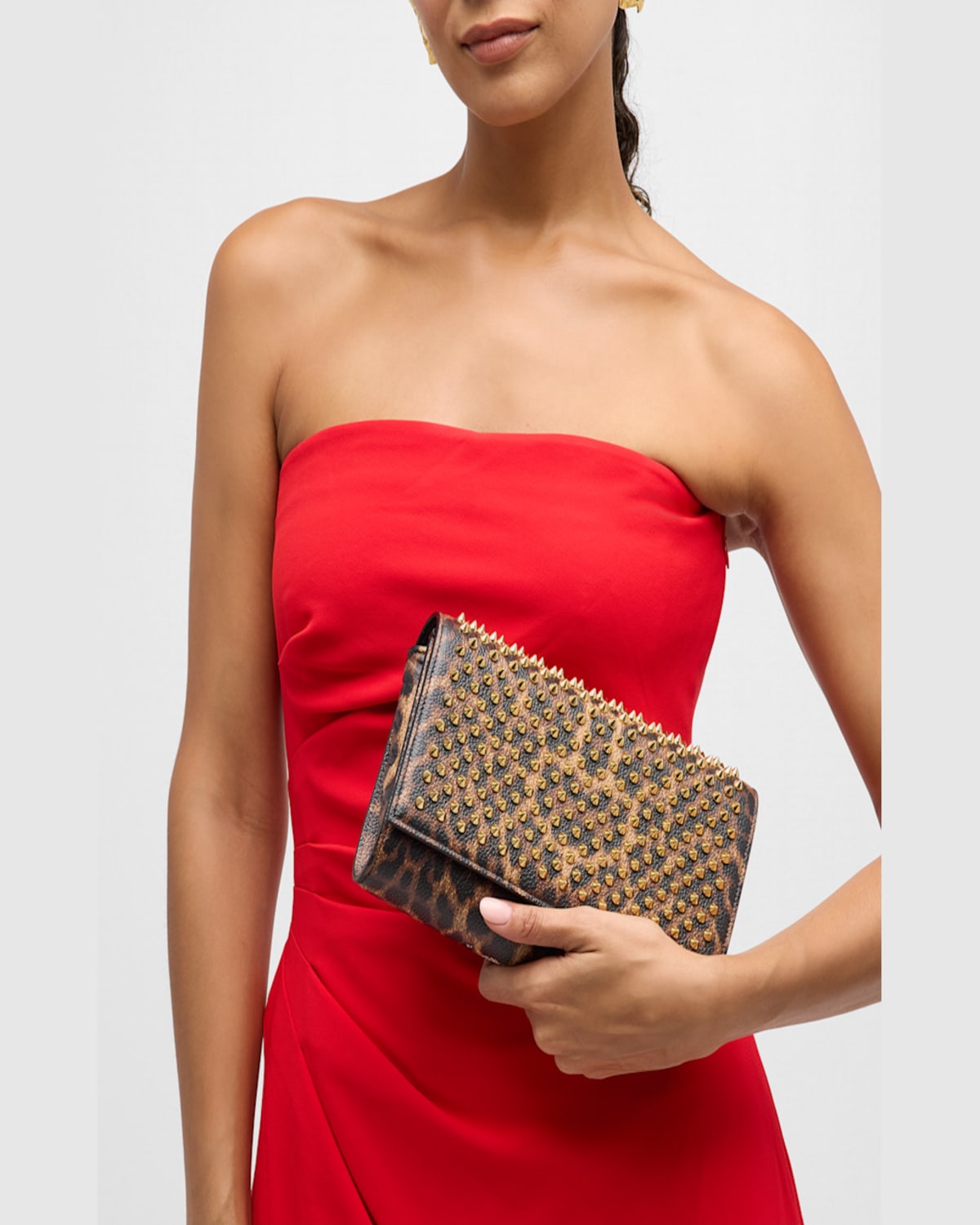 Christian Louboutin Paloma Spike Leopard-print Leather Wallet On Chain In Leopard