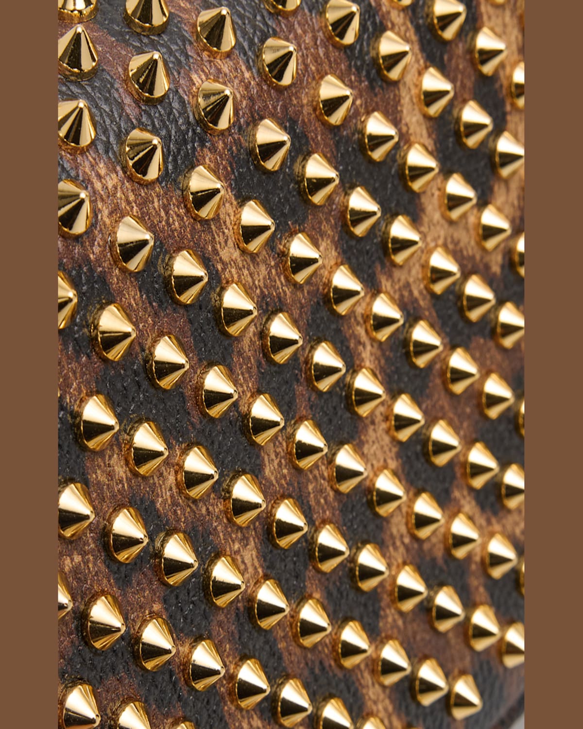 Christian Louboutin Paloma Spike Leopard-print Leather Wallet On Chain In Leopard