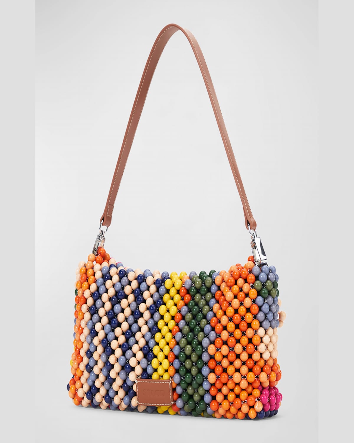 Staud Multicolor Timmy Beaded Shoulder Bag In Multi Bayadere Stripe