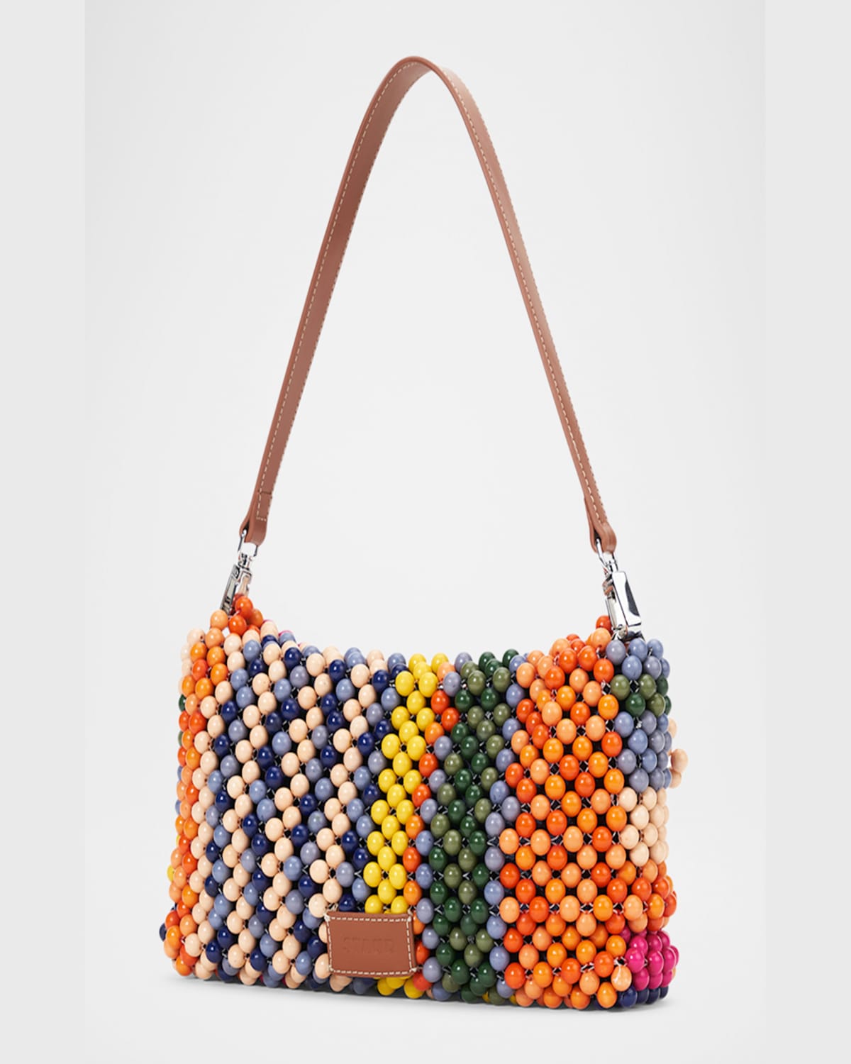 Staud Multicolor Timmy Beaded Shoulder Bag In Multi Bayadere Stripe