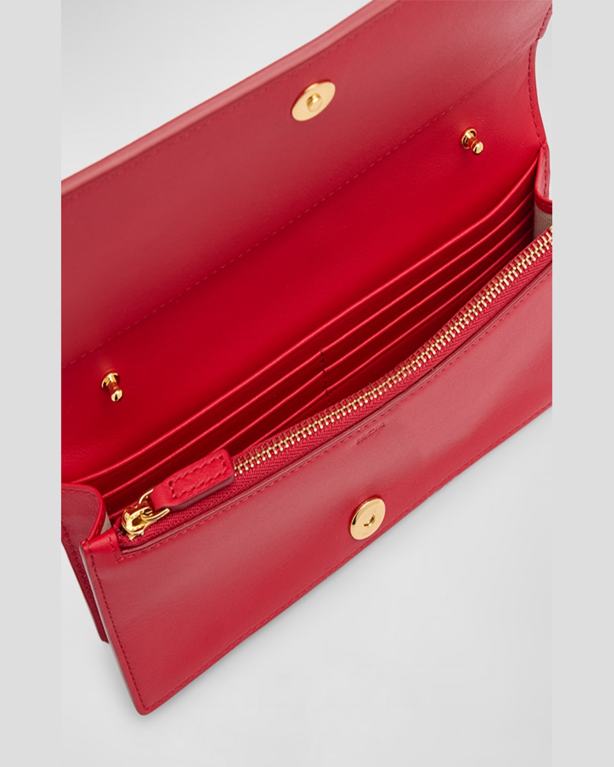 Mcm Diamond Large Leather Wallet On A Chain In Candy Red