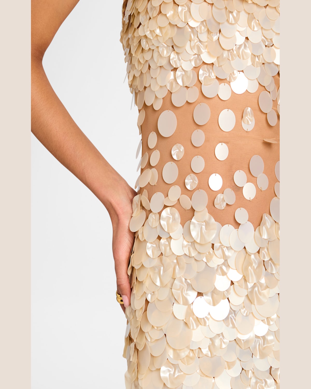 Shop Retroféte Mischa Sequin-embellished Sleeveless Midi Dress In Nudechampagne