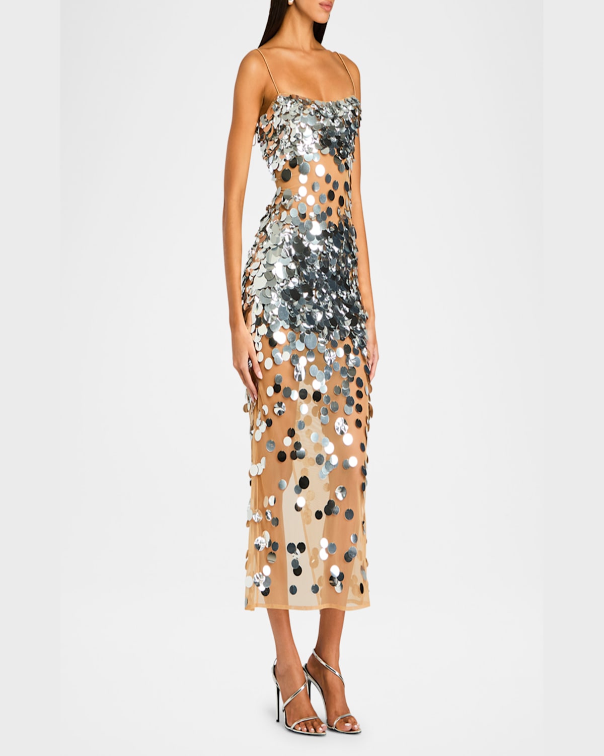 Shop Retroféte Mischa Sequin-embellished Sleeveless Midi Dress In Nudechampagne