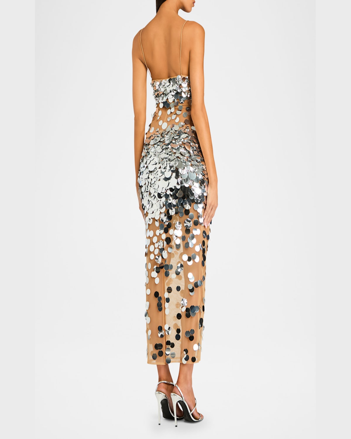 Shop Retroféte Mischa Sequin-embellished Sleeveless Midi Dress In Nudechampagne