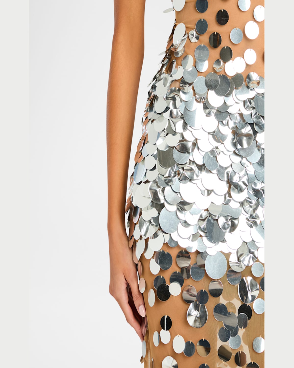 Shop Retroféte Mischa Sequin-embellished Sleeveless Midi Dress In Nudechampagne