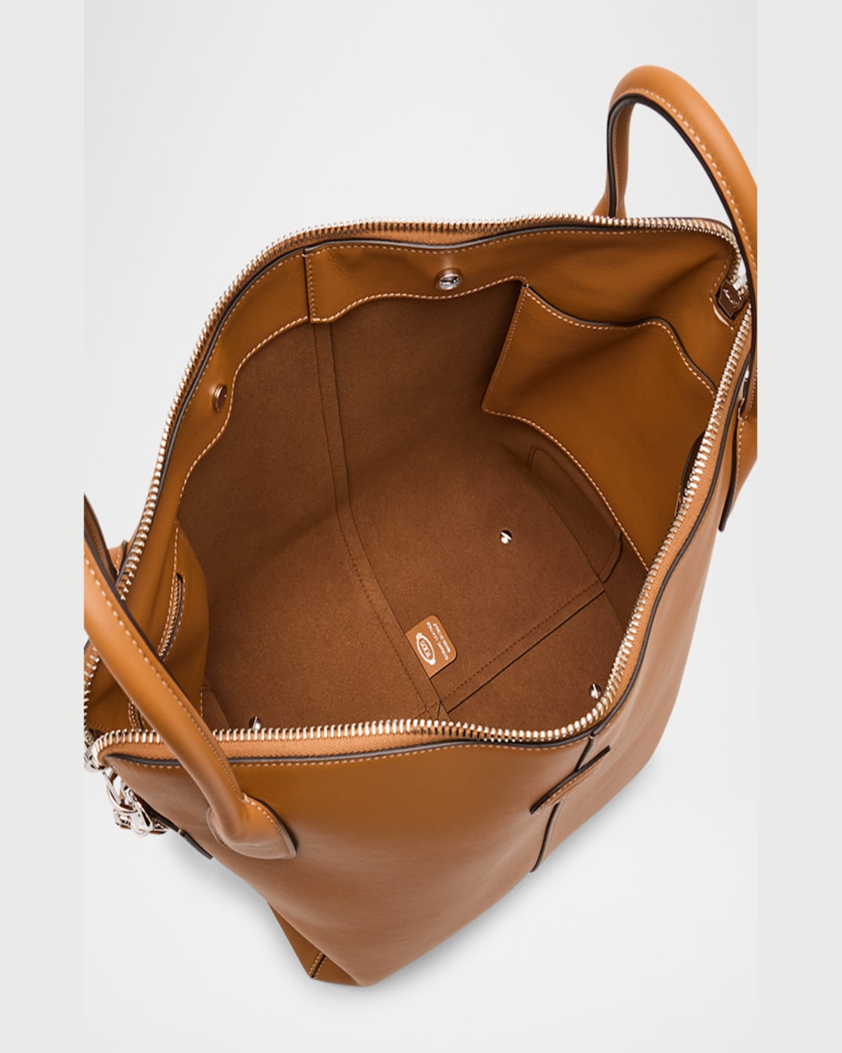 Tod's Zip Calf Leather Bucket Shoulder Bag In Cuoio