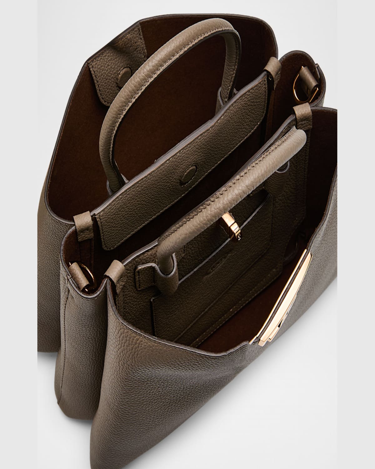 Tod's Calf Leather Top-handle Bag In Tortora Scuro