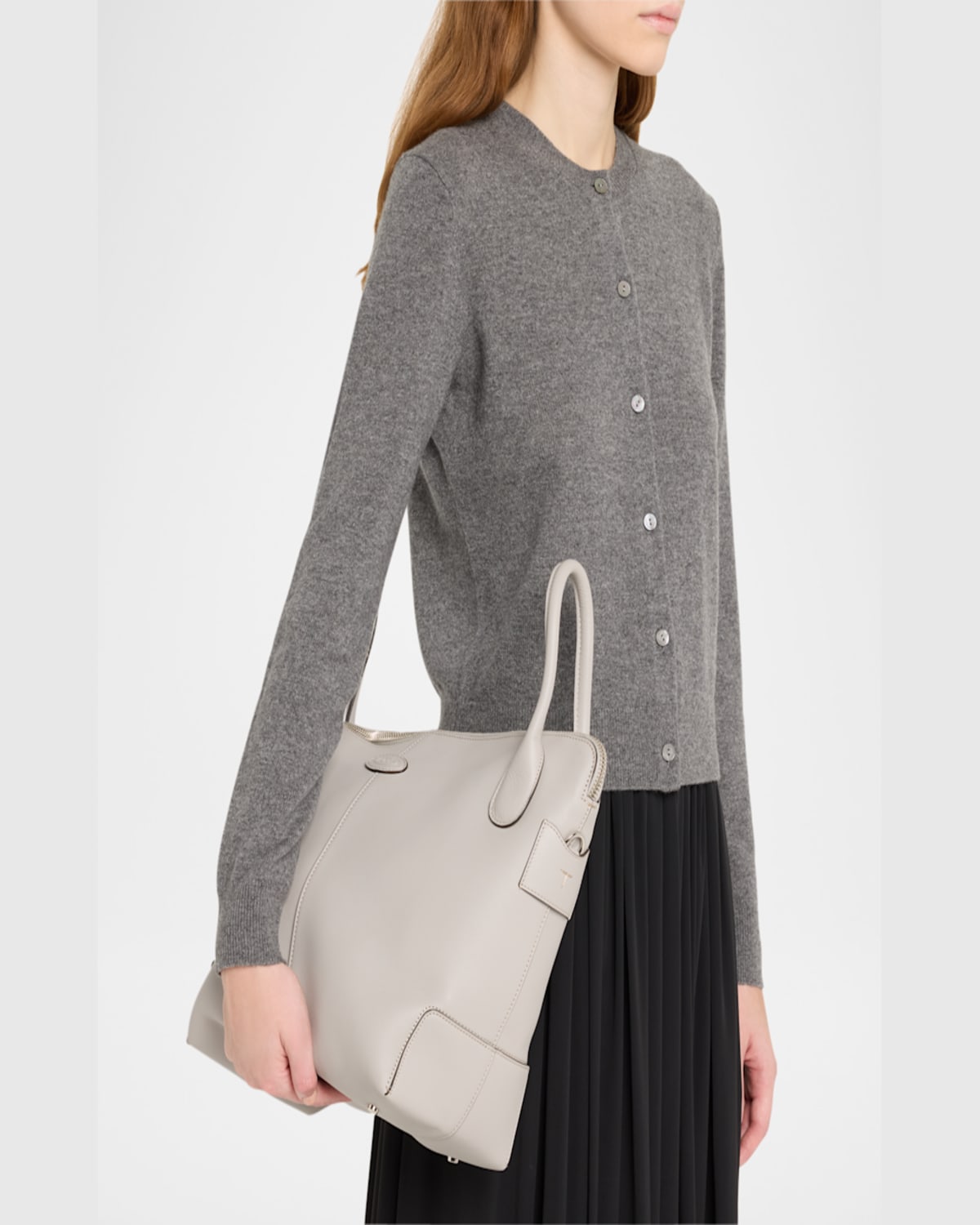Tod's Di Calf Leather Shoulder Bag In Gabbiano