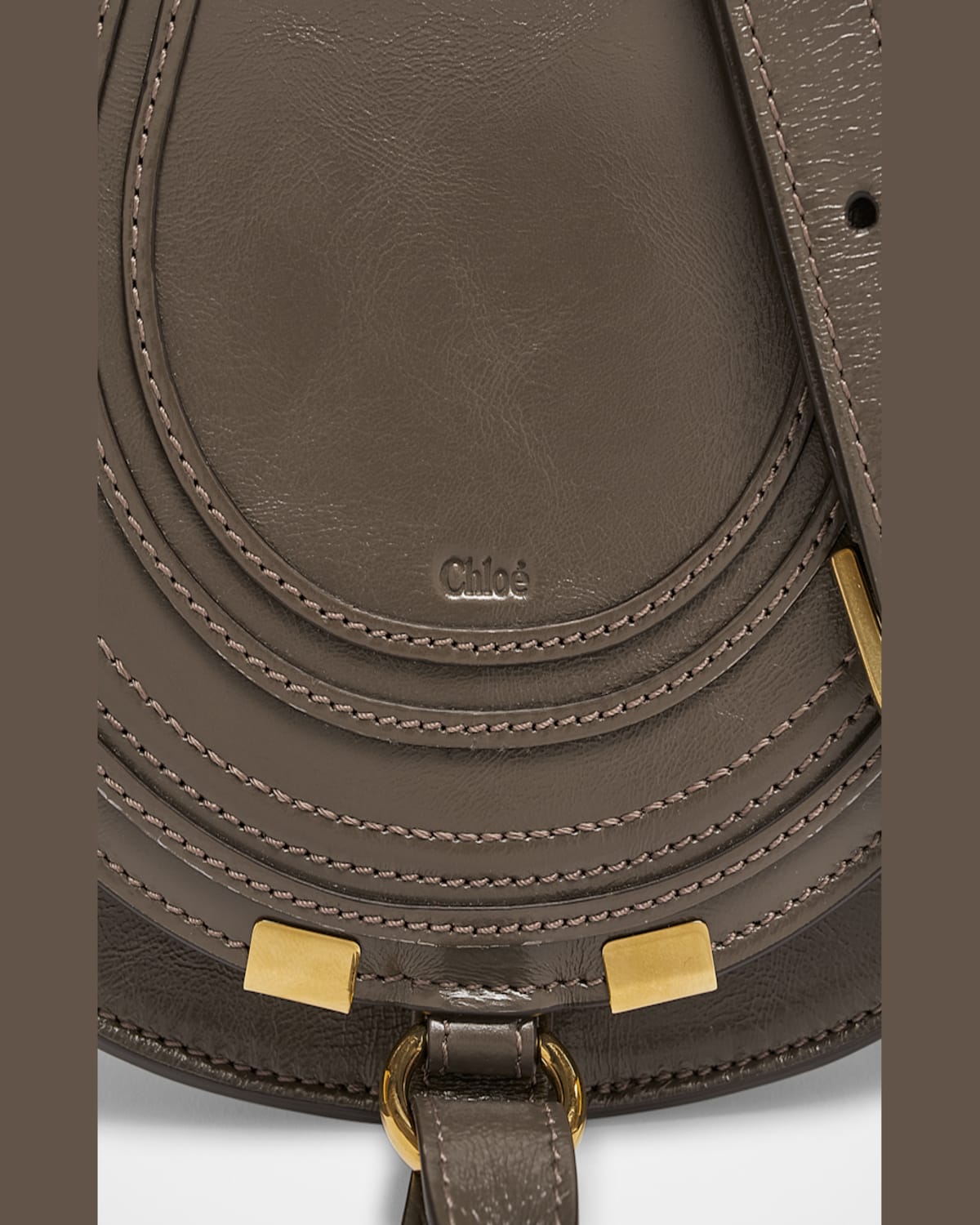 Chloé Marcie Small Crossbody Bag In Shiny Calfskin In Flannel Grey