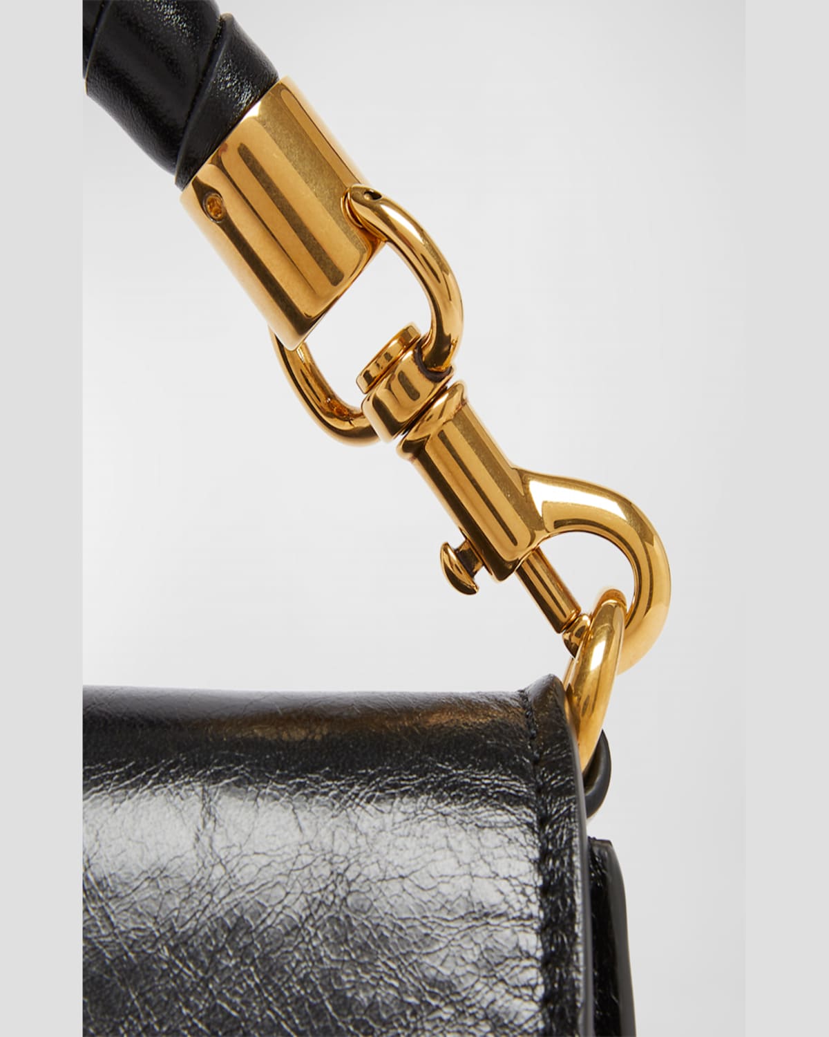 Chloé Marcie Flap Crossbody Bag In Shiny Calfskin In Black