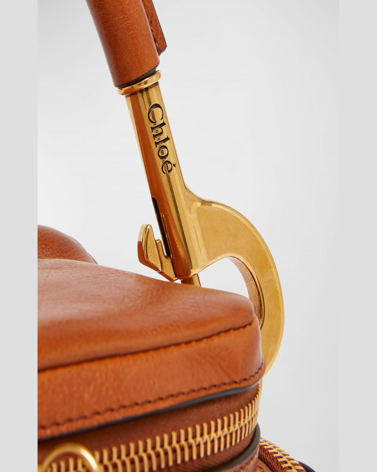 Chloé Small Double Carry Leather Bag With Multipocket Detail In Clay Brown