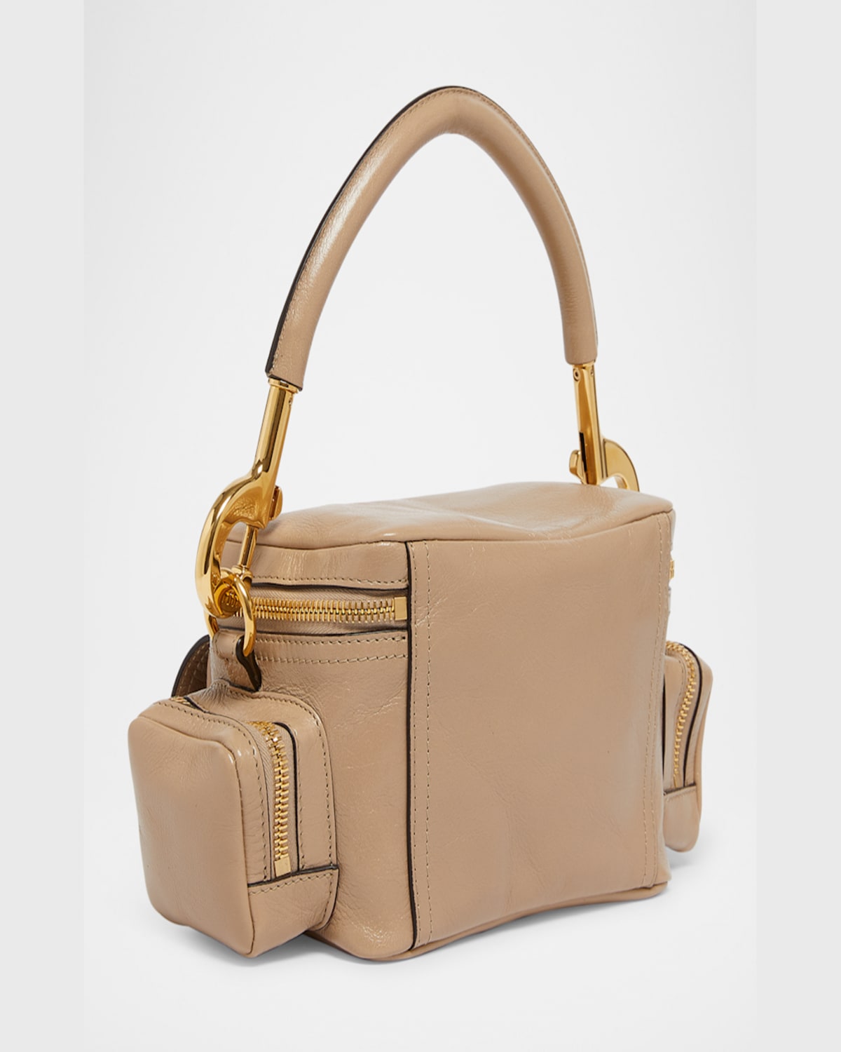 Chloé Camera Bag Small In Natural Shiny Calfskin In Boyish Brown