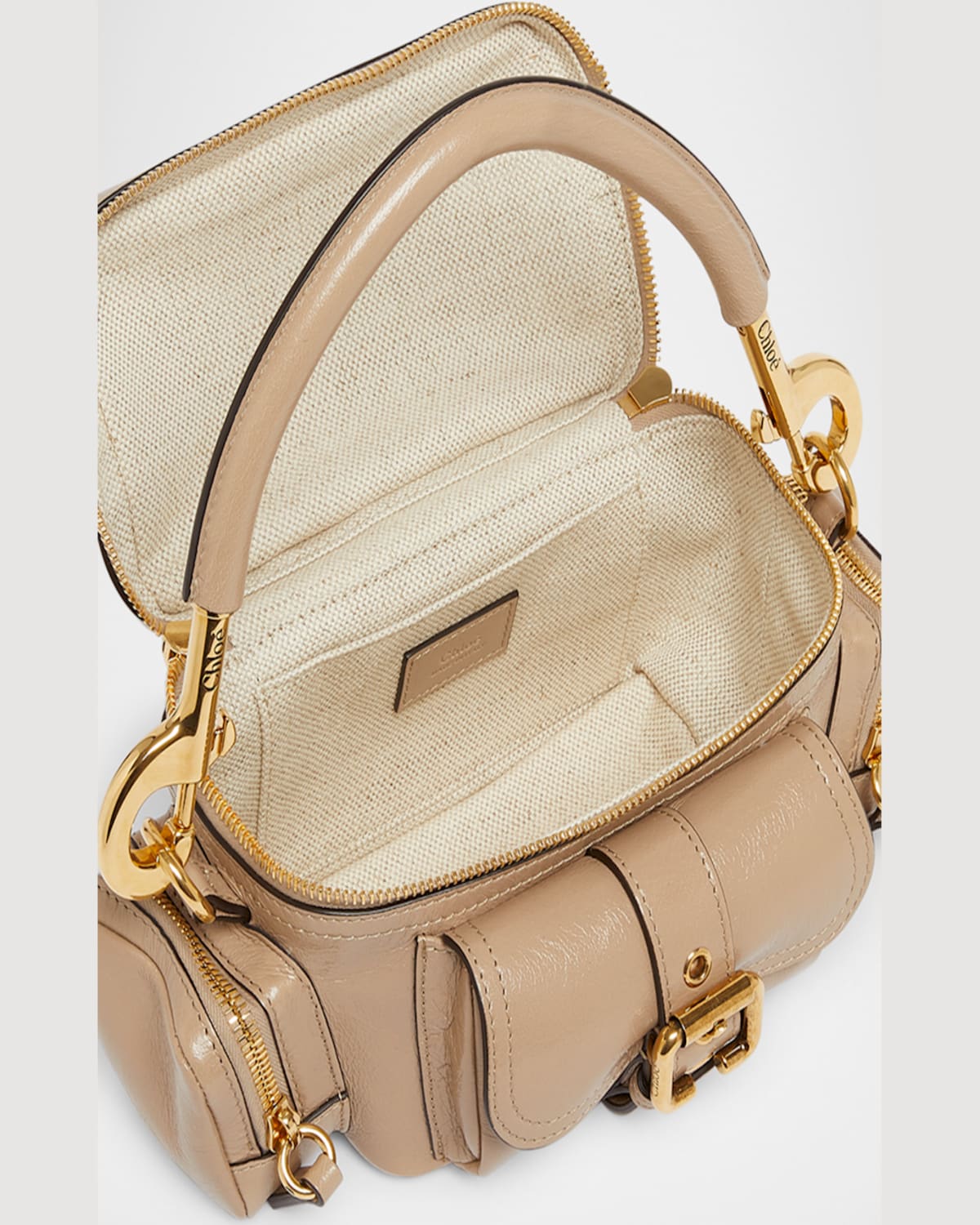 Chloé Camera Bag Small In Natural Shiny Calfskin In Boyish Brown