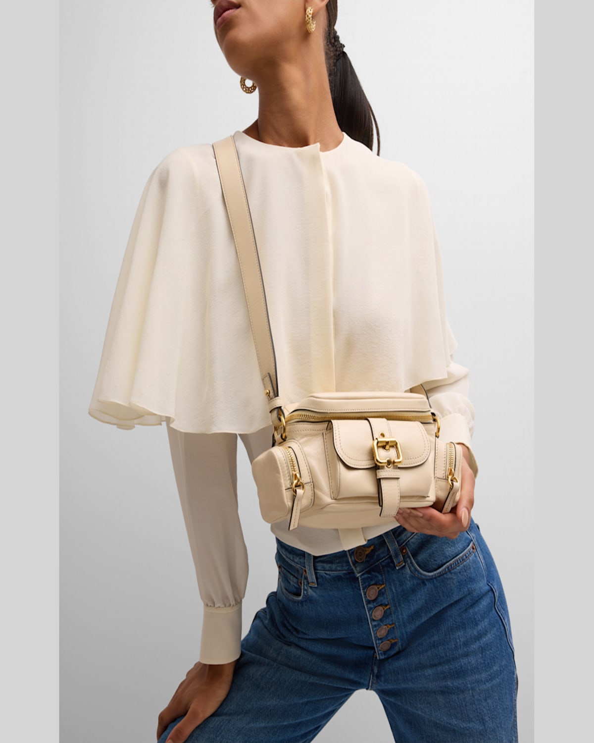 Chloé Camera Bag Small In Natural Shiny Calfskin In Boyish Brown