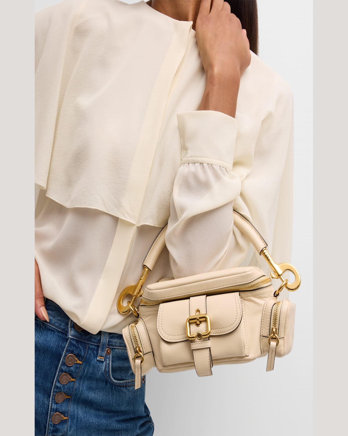 Chloé Camera Bag Small In Natural Shiny Calfskin In Boyish Brown
