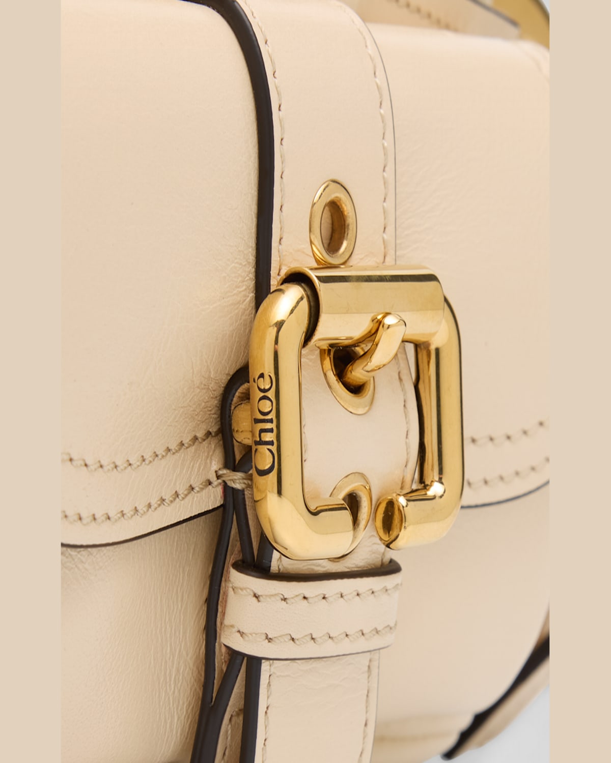 Chloé Camera Bag Small In Natural Shiny Calfskin In Boyish Brown