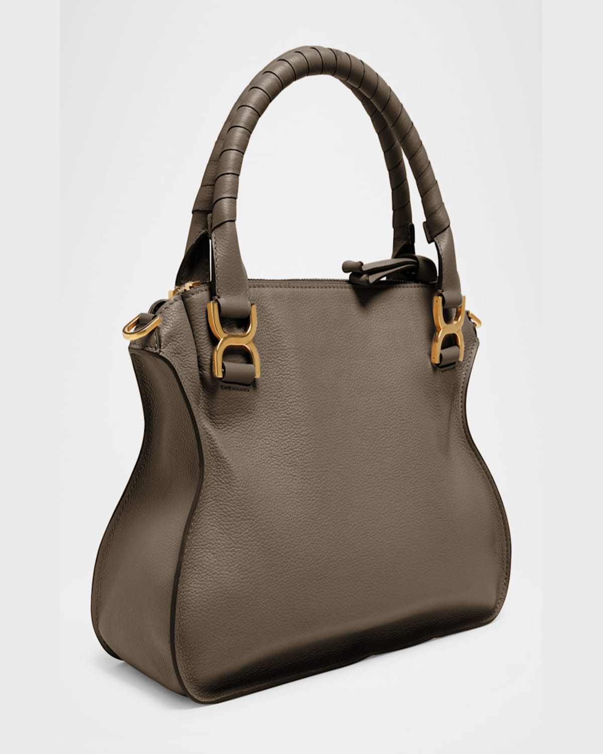CHLOÉ MARCIE SMALL DOUBLE CARRY SATCHEL BAG IN SHINY CALFSKIN 