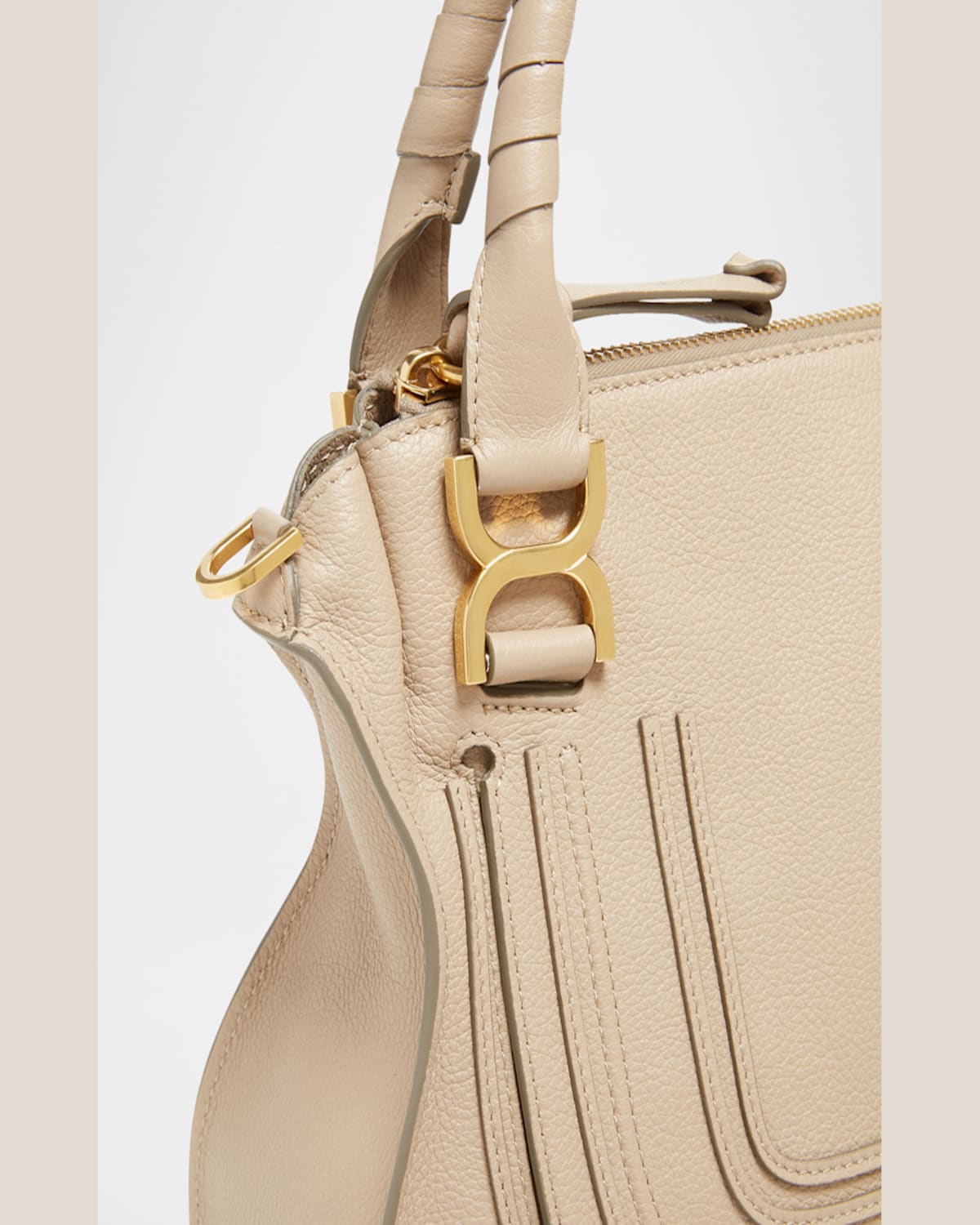 CHLOÉ MARCIE SMALL DOUBLE CARRY SATCHEL BAG IN SHINY CALFSKIN 