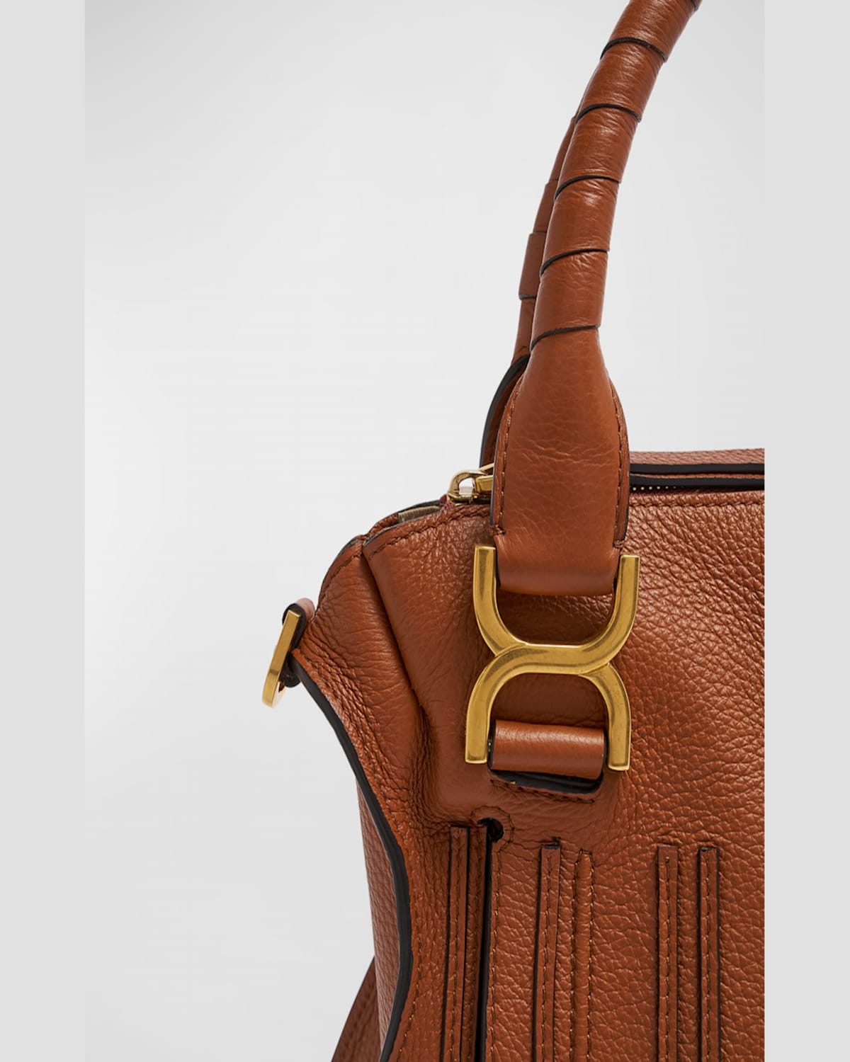 CHLOÉ MARCIE SMALL DOUBLE CARRY SATCHEL BAG IN SHINY CALFSKIN 