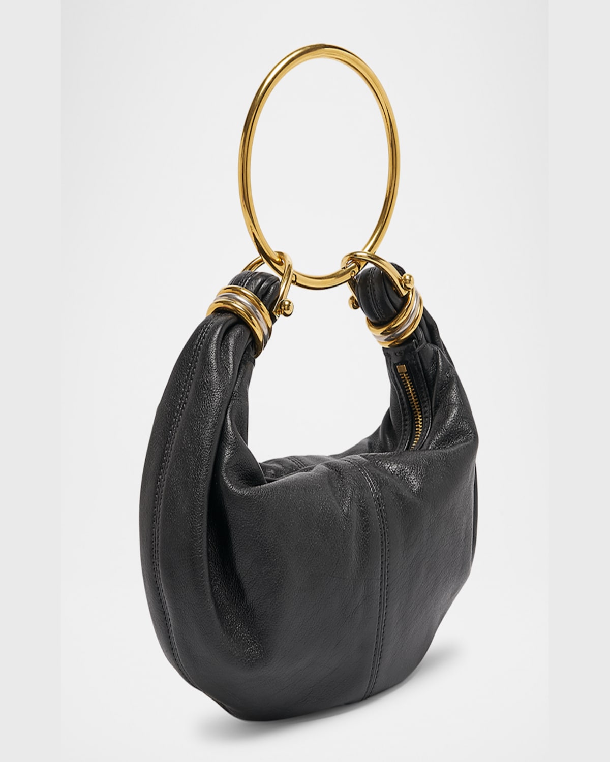 Chloé Bracelet Bag Mini In Shiny Grained Calfskin In Black