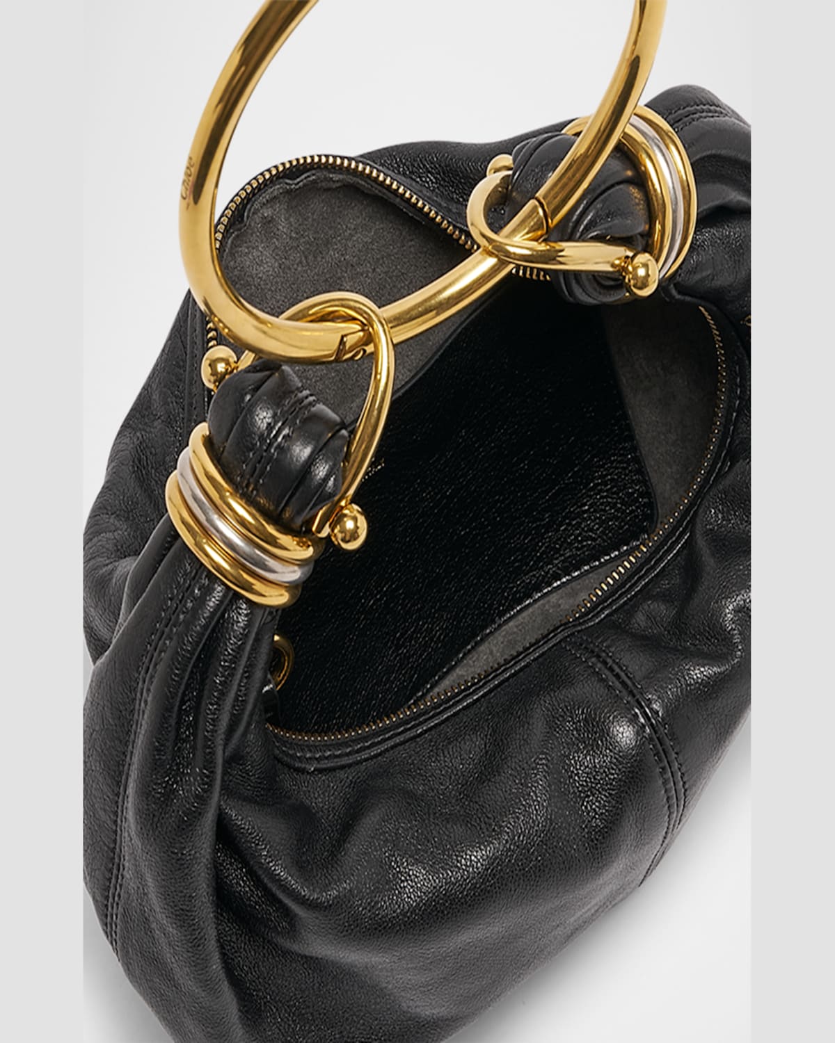 Chloé Bracelet Bag Mini In Shiny Grained Calfskin In Black