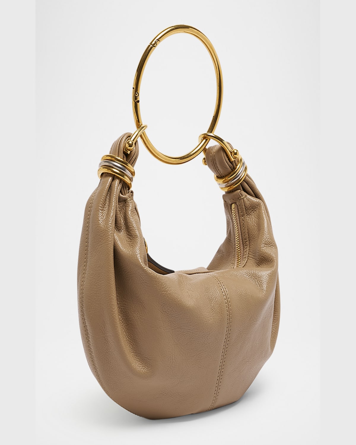 Chloé Bracelet Bag Mini In Shiny Grained Calfskin In Boyish Brown