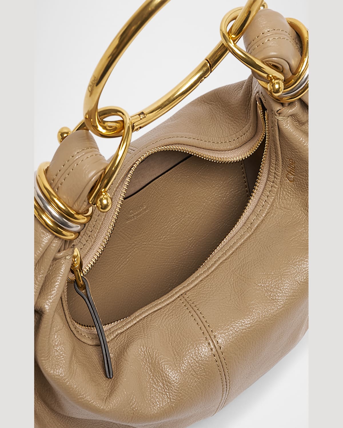 Chloé Bracelet Bag Mini In Shiny Grained Calfskin In Boyish Brown
