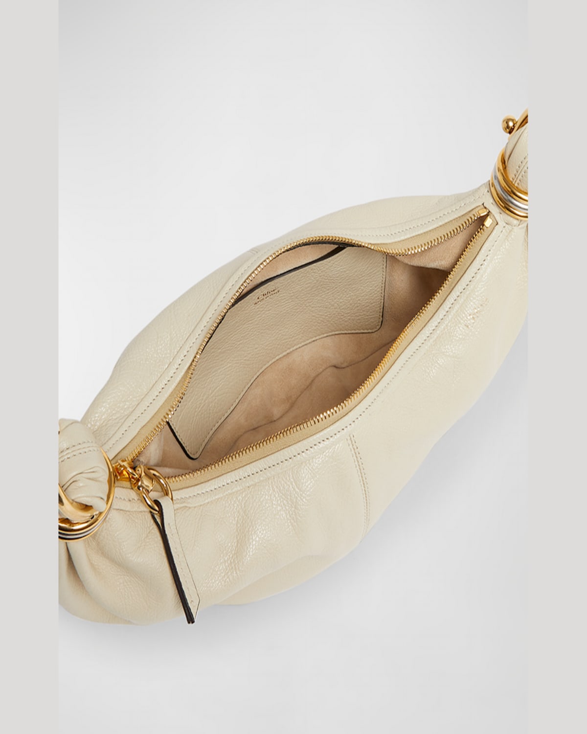 Chloé Bracelet Bag Mini In Shiny Grained Calfskin In Vegetal Beige