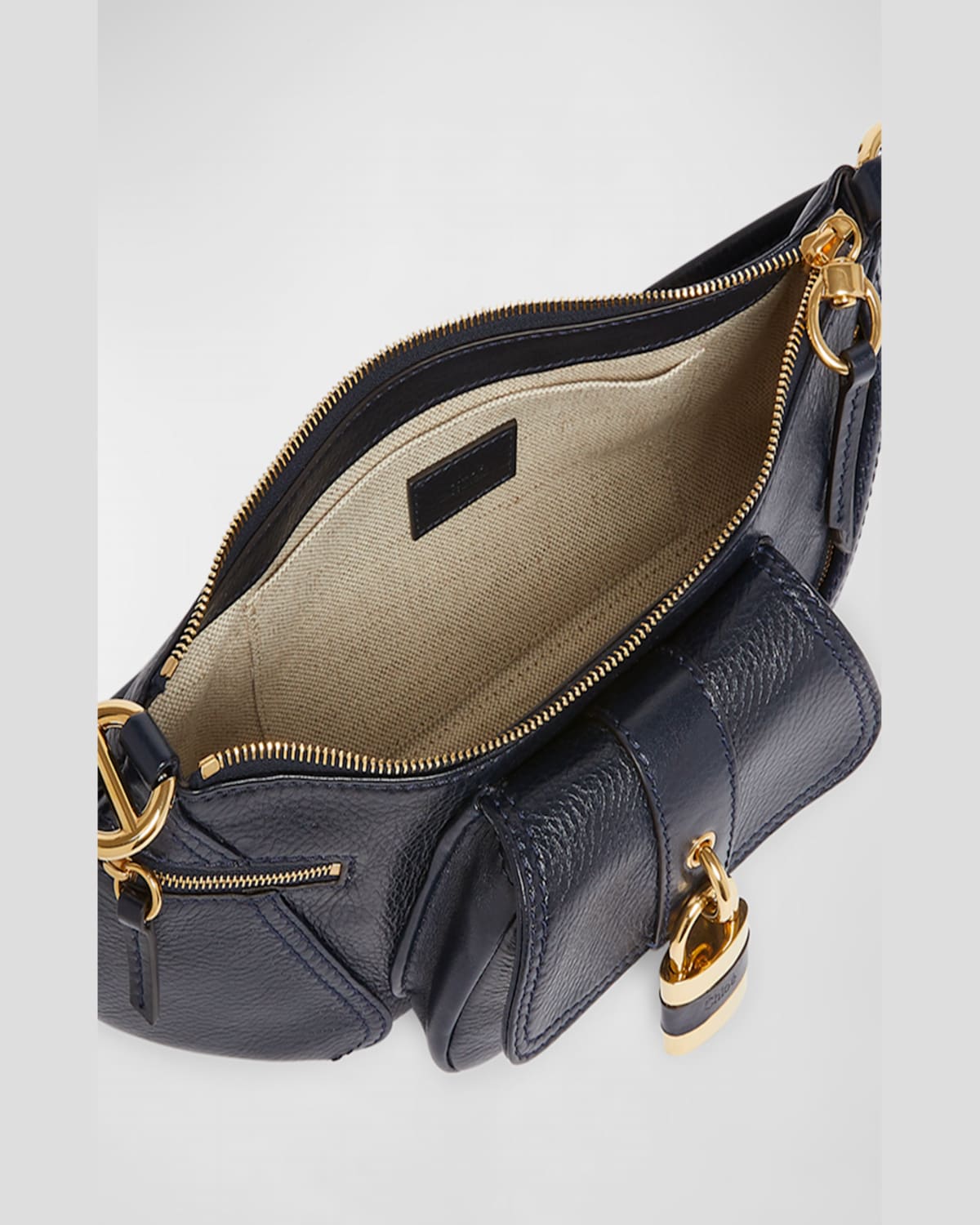 Shop Chloé The 99 Shoulder Bag In Shiny Grained Calfskin In Black