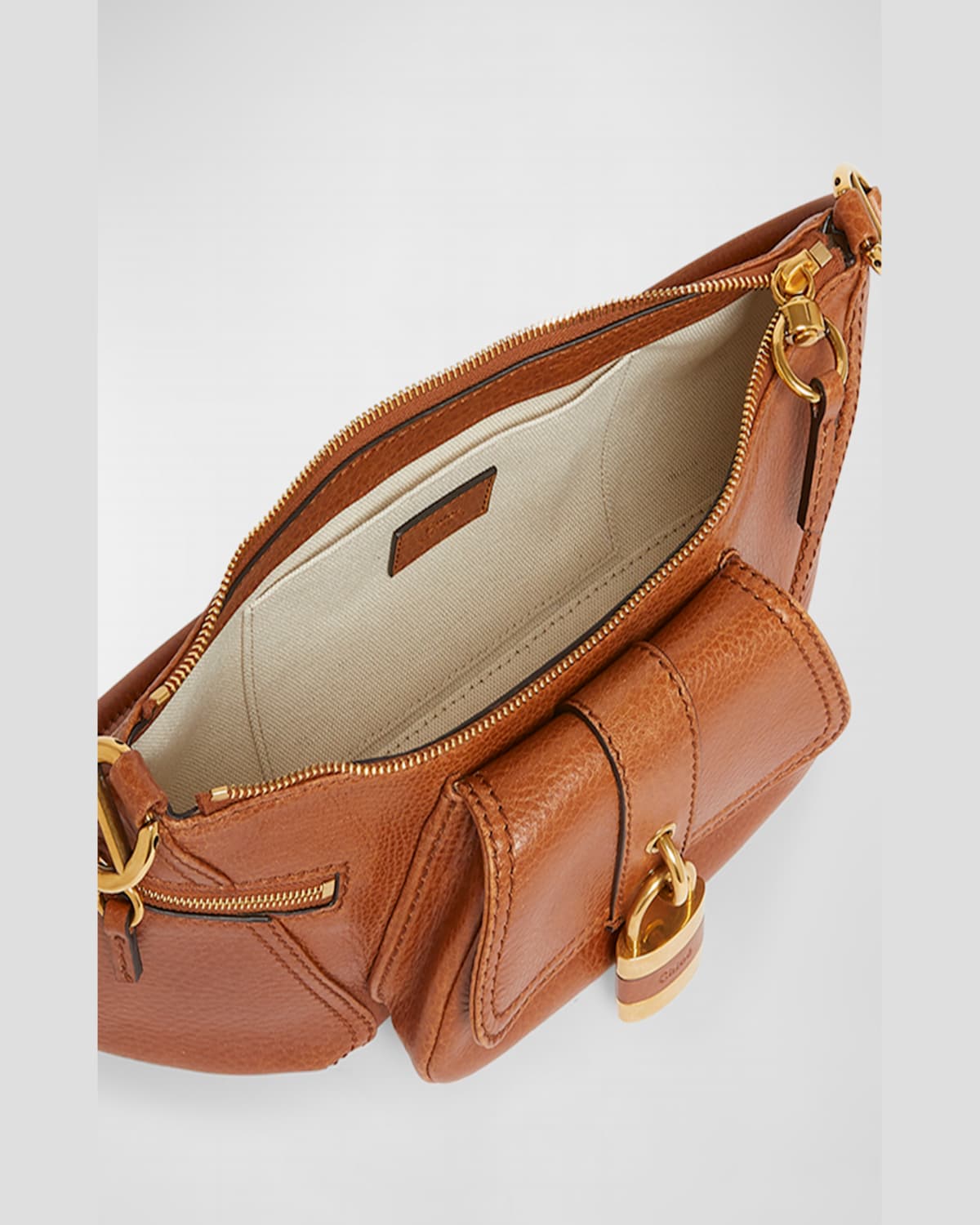 Chloé The 99 Shoulder Bag In Shiny Grained Calfskin In Clay Brown