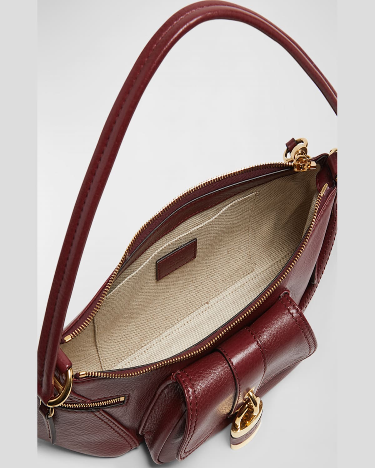 Chloé The 99 Shoulder Bag In Shiny Grained Calfskin In Brunet Red
