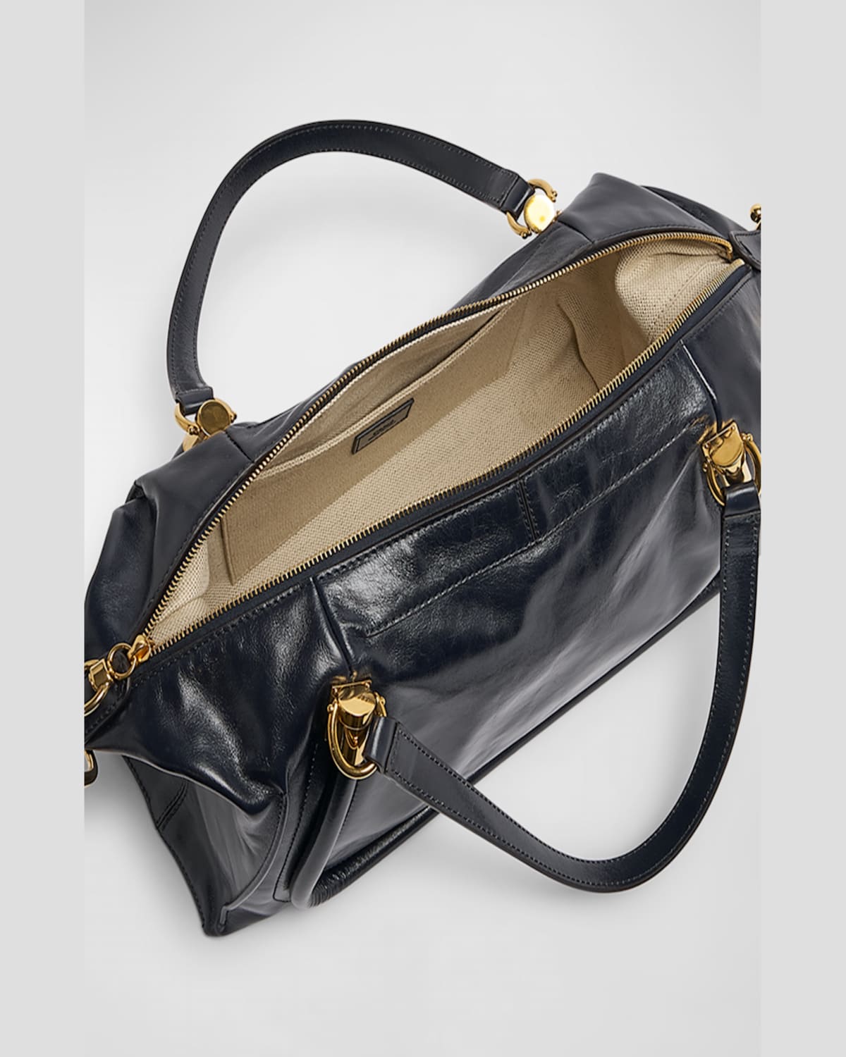 Chloé Paraty 24 Large Bag In Shiny Calfskin In Black