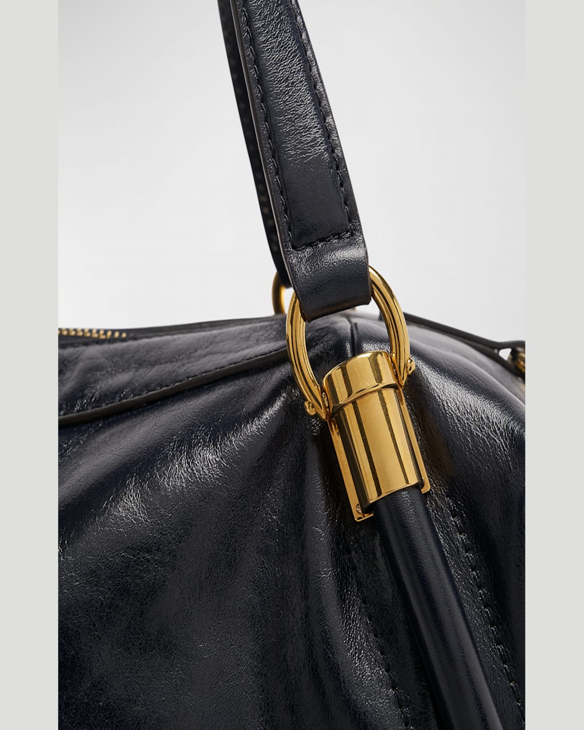 Chloé Paraty 24 Large Bag In Shiny Calfskin In Black