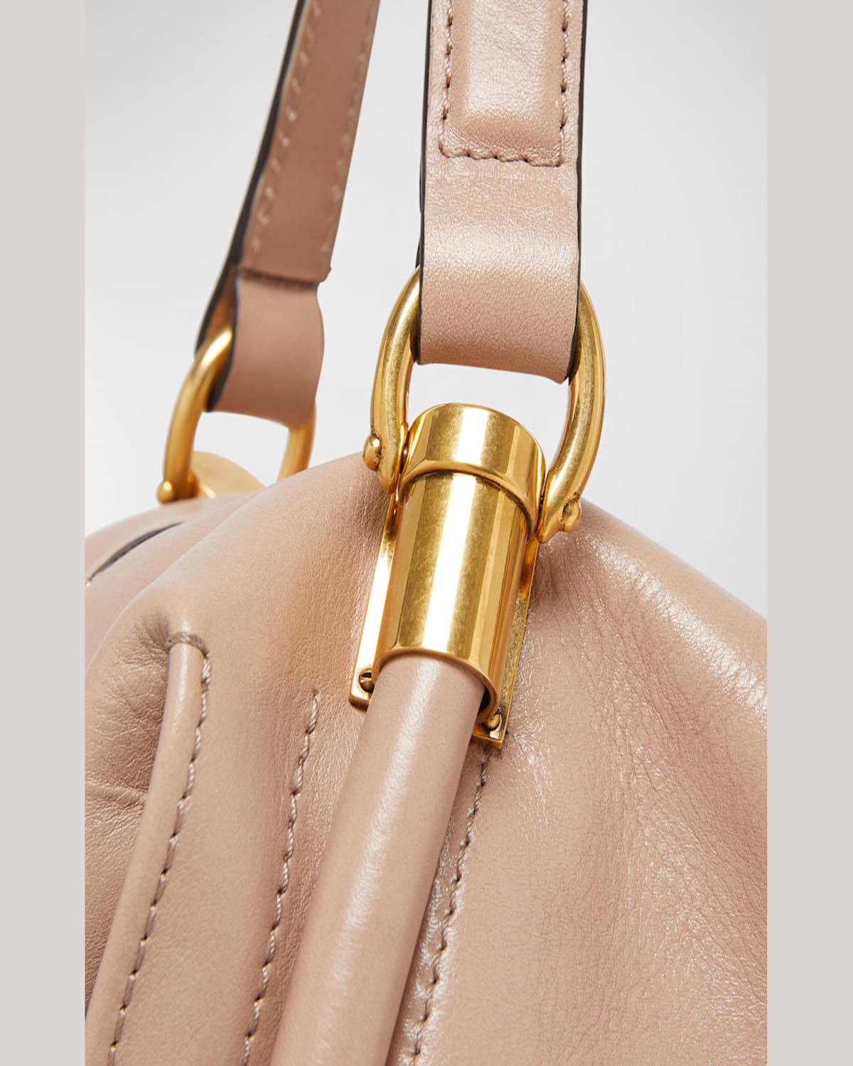 Chloé Paraty 24 Large Bag In Shiny Calfskin In Deep Beige
