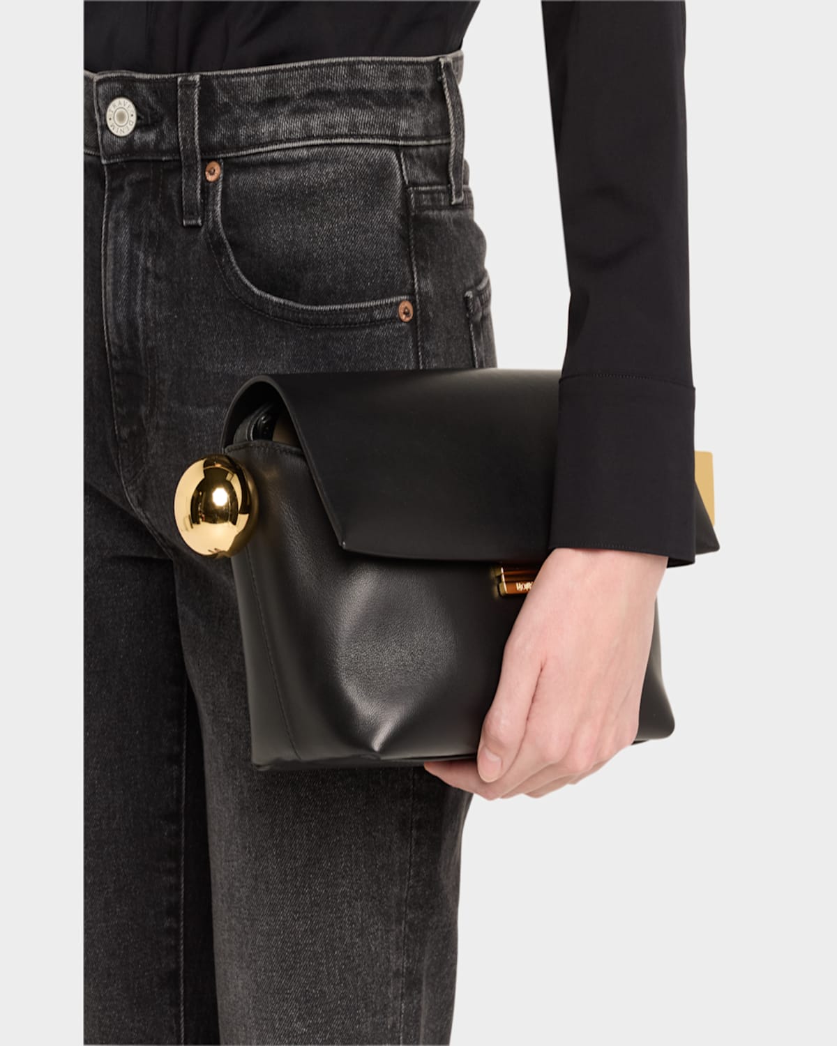 Jacquemus 'le Rond Carre' Black Shoulder Bag With Shoulder Strap In Black