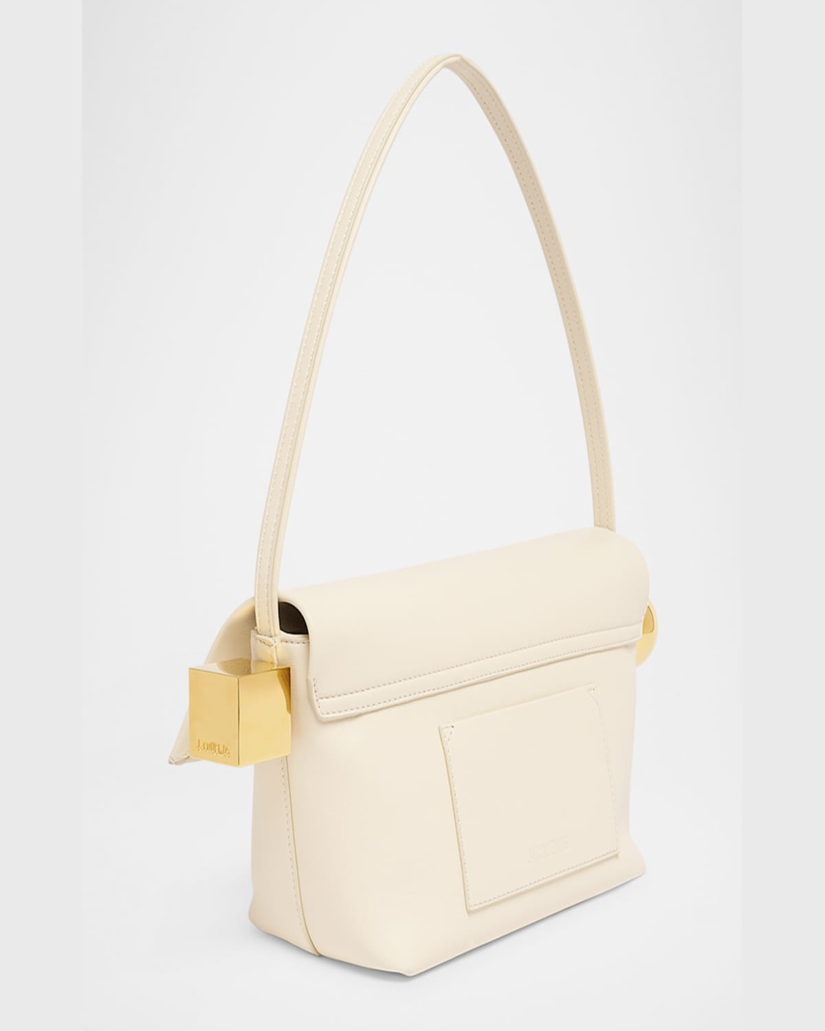 Jacquemus Le Rond Carre Leather Shoulder Bag In Light Ivory