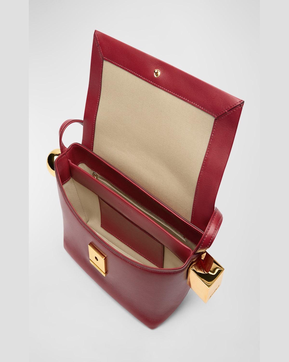 Jacquemus Le Rond Carre Leather Shoulder Bag In Dark Red