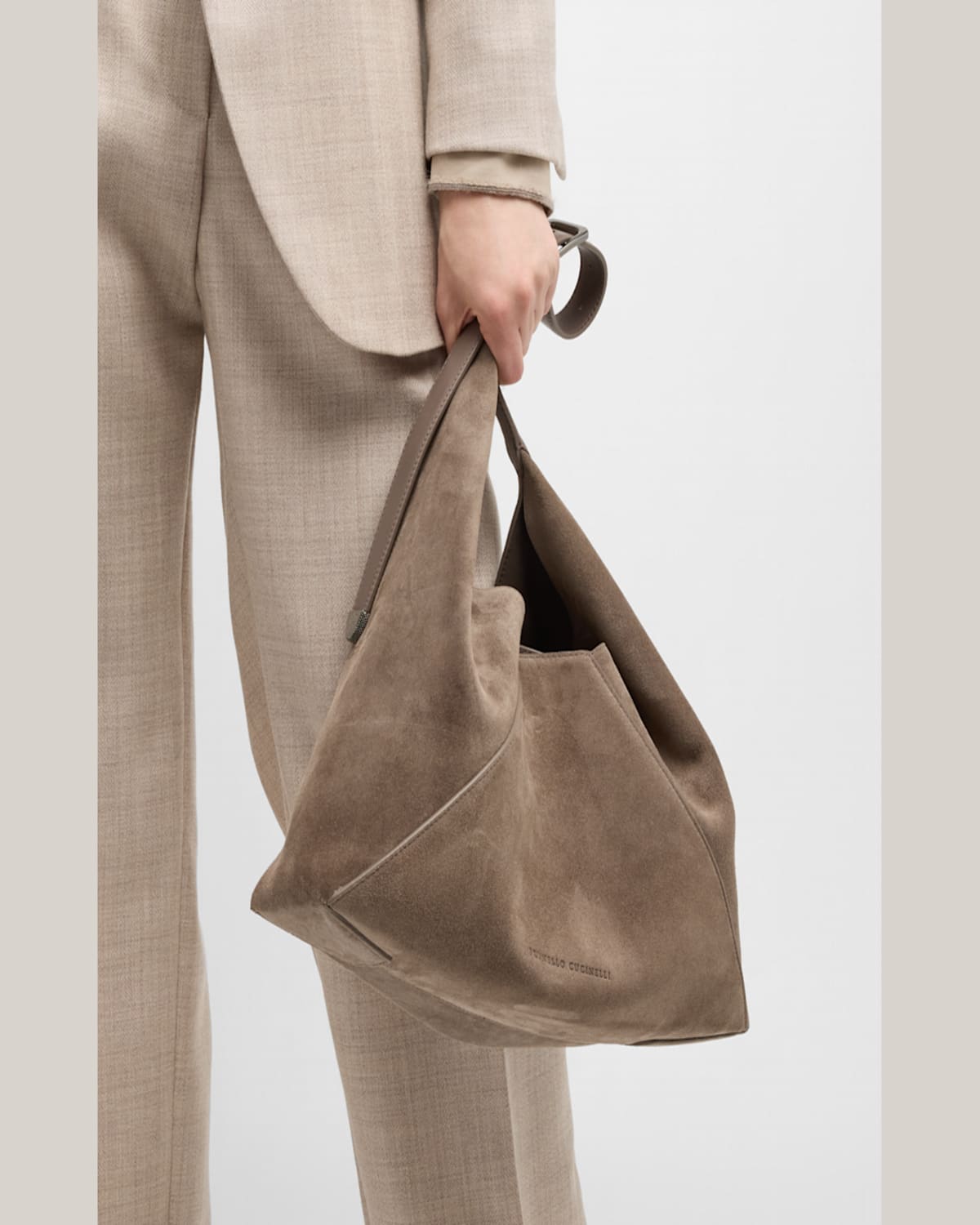 BRUNELLO CUCINELLI BUCKLE SUEDE HOBO BAG 