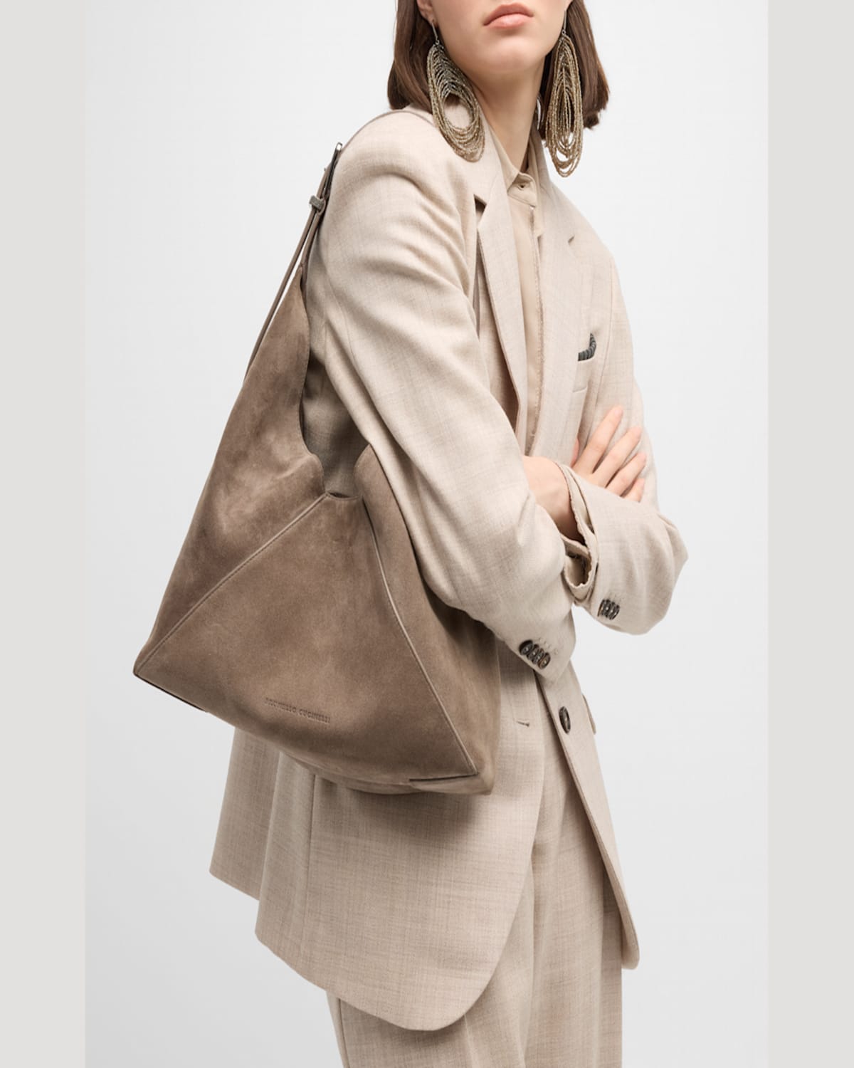 BRUNELLO CUCINELLI BUCKLE SUEDE HOBO BAG 