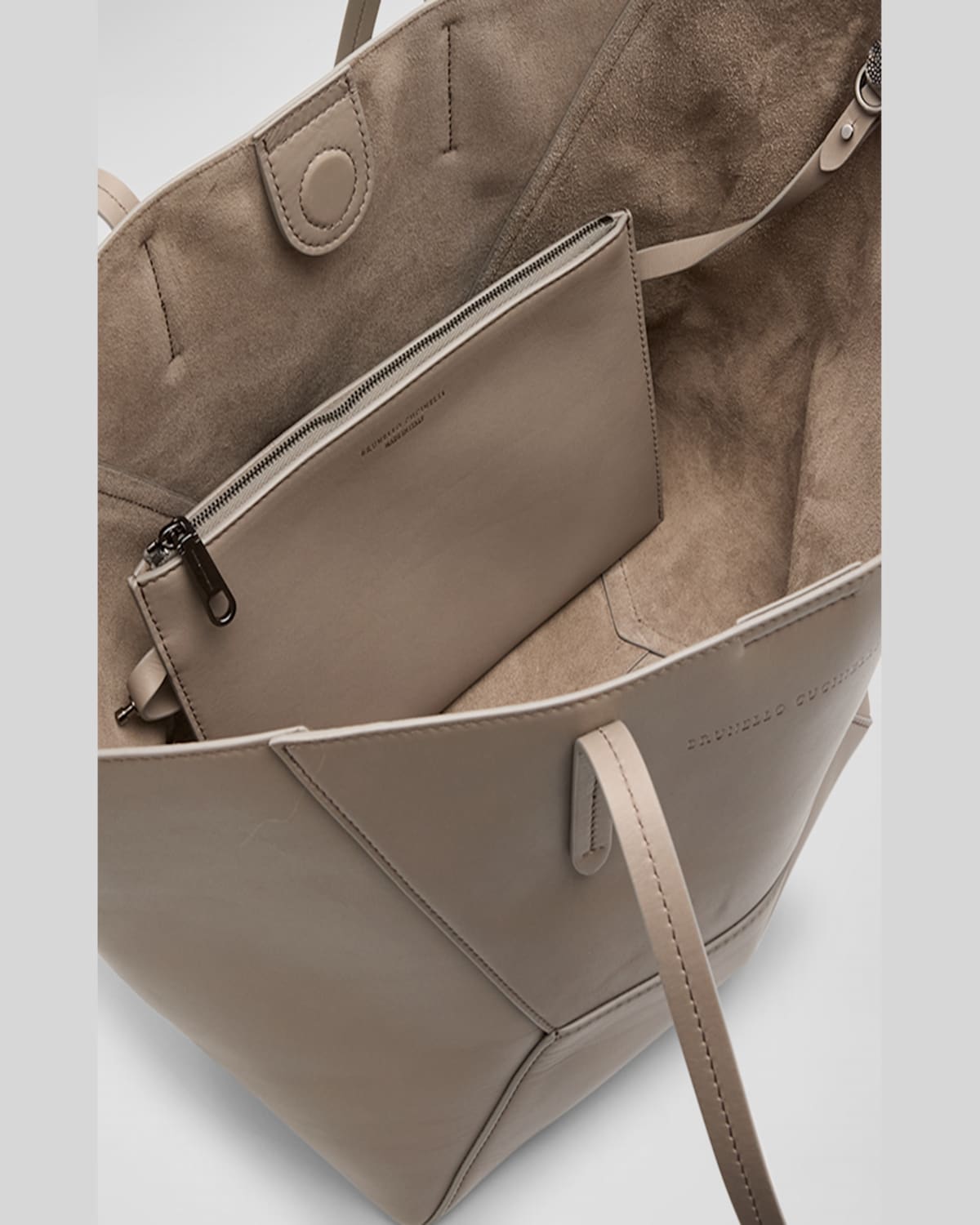 BRUNELLO CUCINELLI BC DUO SMALL GEOMETRIC LEATHER TOTE BAG 
