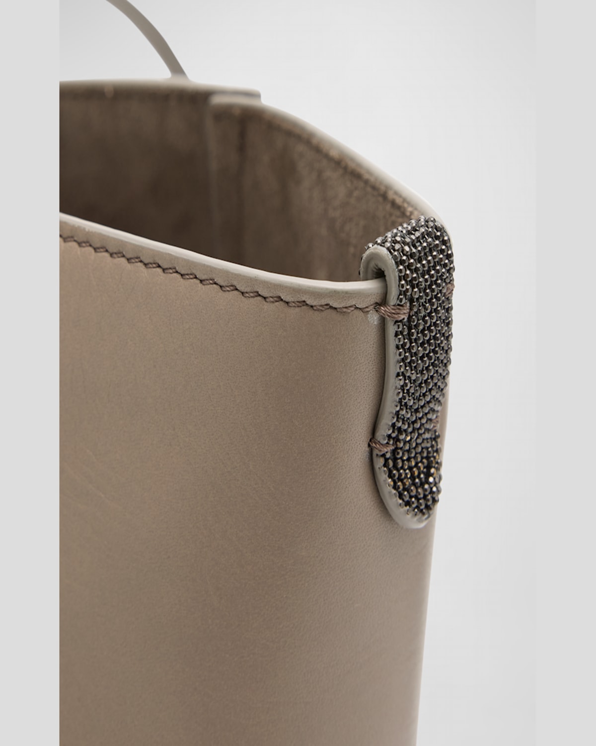 Shop Brunello Cucinelli Bc Duo Small Geometric Leather Tote Bag In Dove Grey