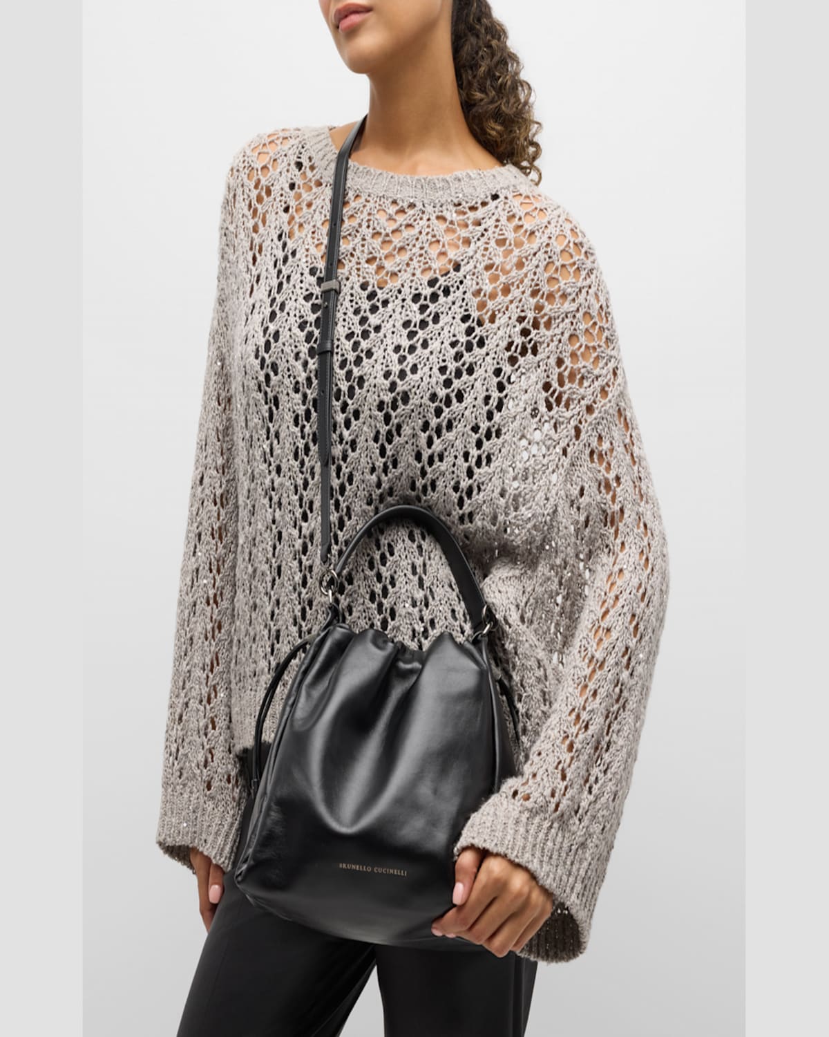Shop Brunello Cucinelli Medium Lambskin Top-handle Bag In Black