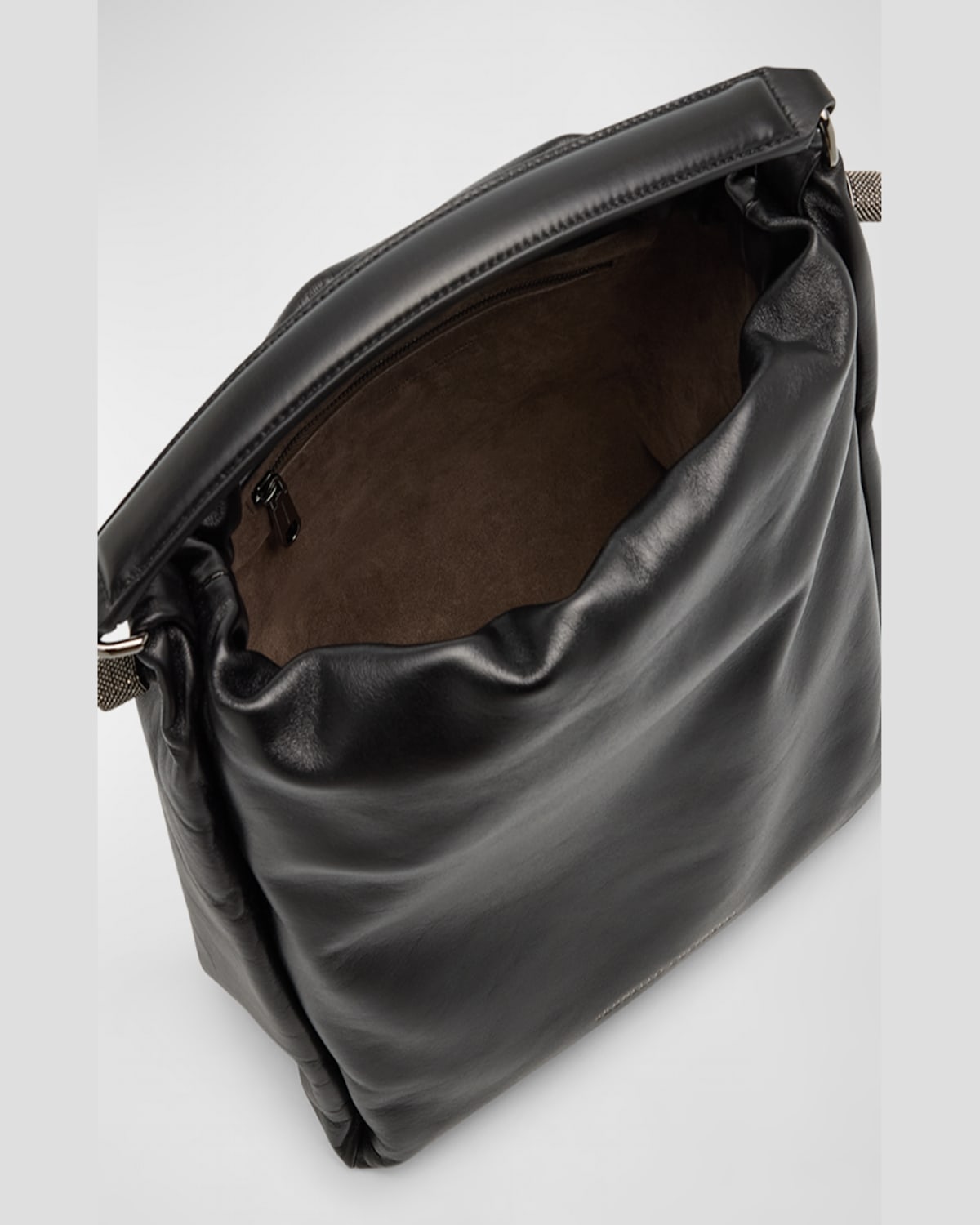 Shop Brunello Cucinelli Medium Lambskin Top-handle Bag In Black