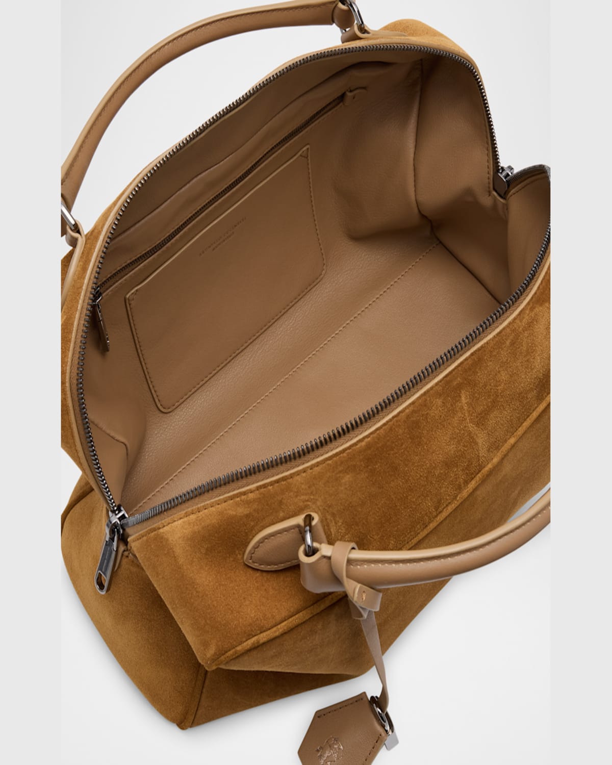 BRUNELLO CUCINELLI BOSTON LARGE SUEDE TOP-HANDLE BAG 