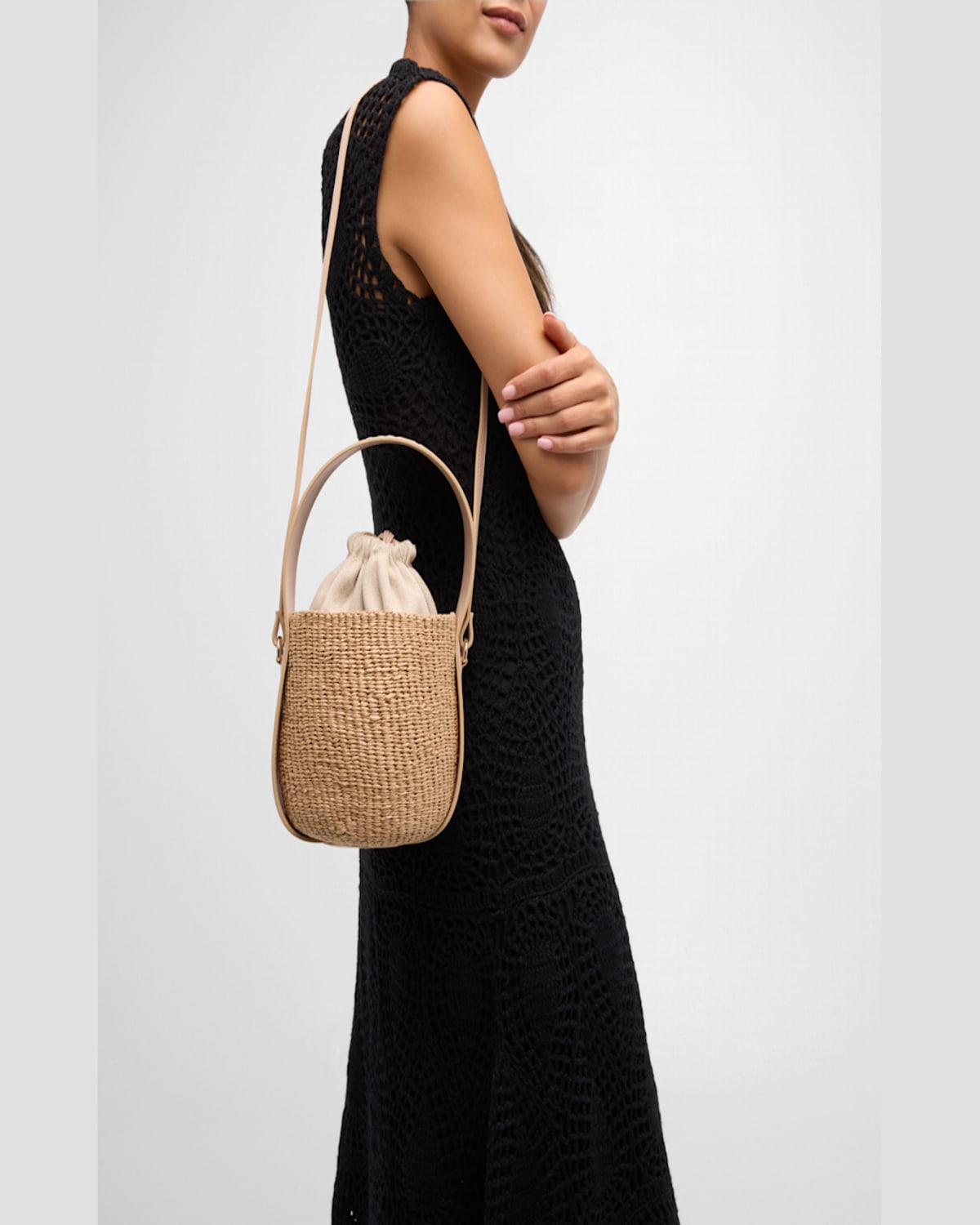 CHLOÉ X MIFUKO WOODY SMALL BUCKET BAG IN PAPER AND LEATHER 