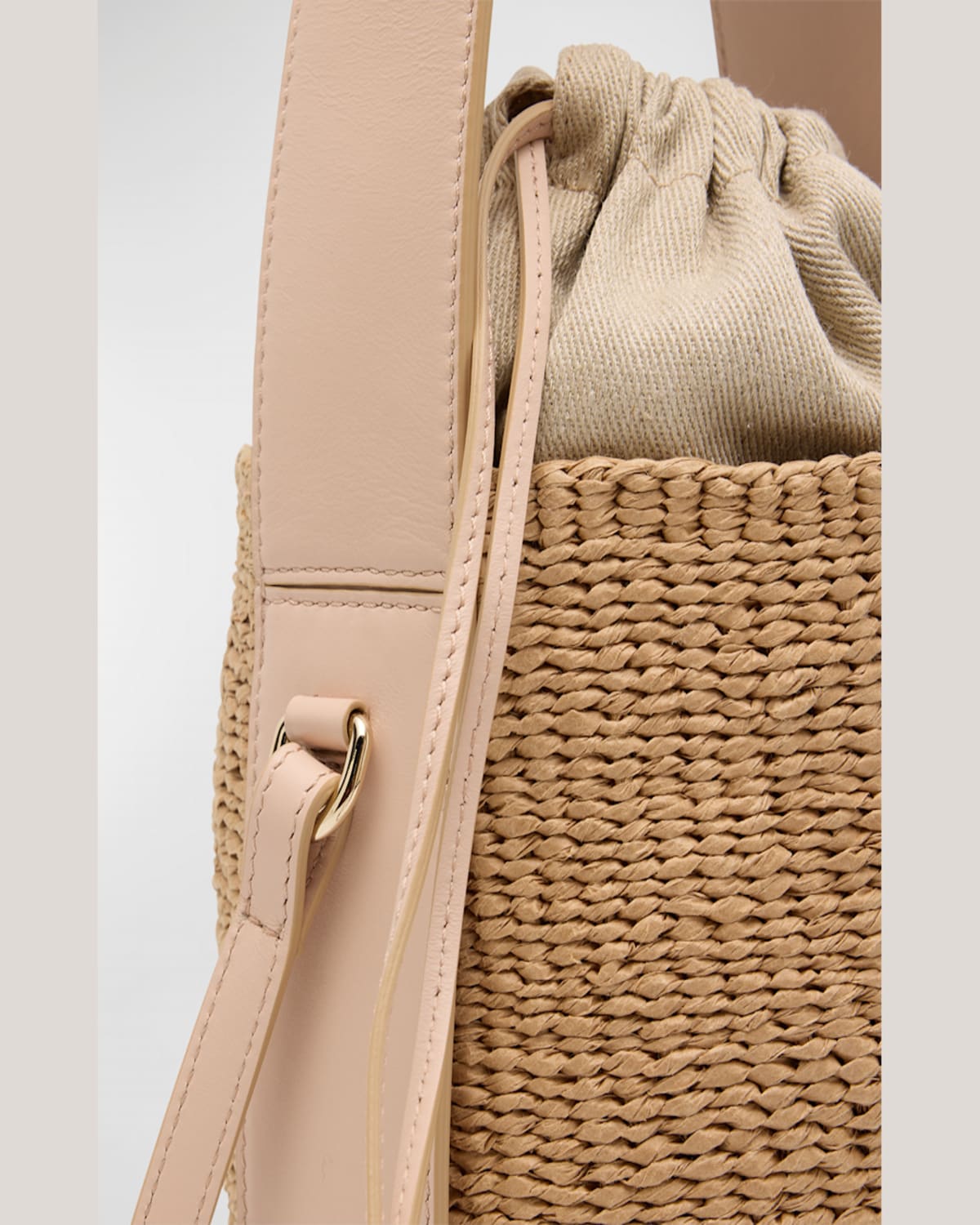 CHLOÉ X MIFUKO WOODY SMALL BUCKET BAG IN PAPER AND LEATHER 